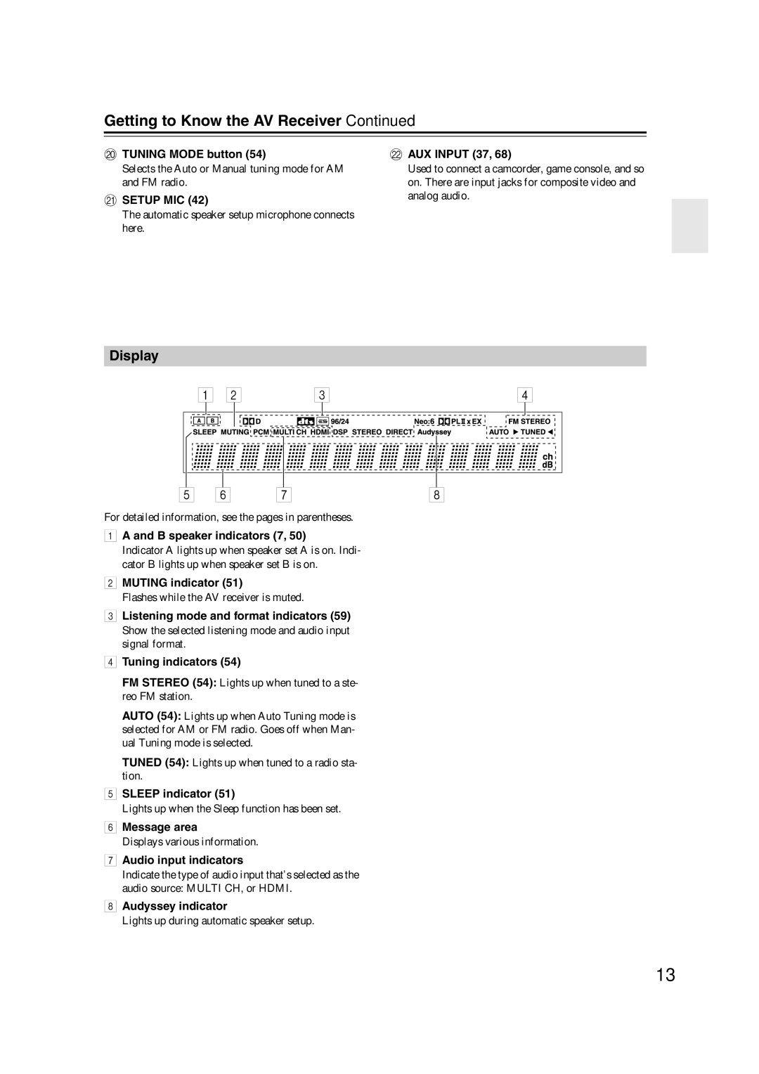 Onkyo HT-S6100 instruction manual Getting to Know the AV Receiver, Display 