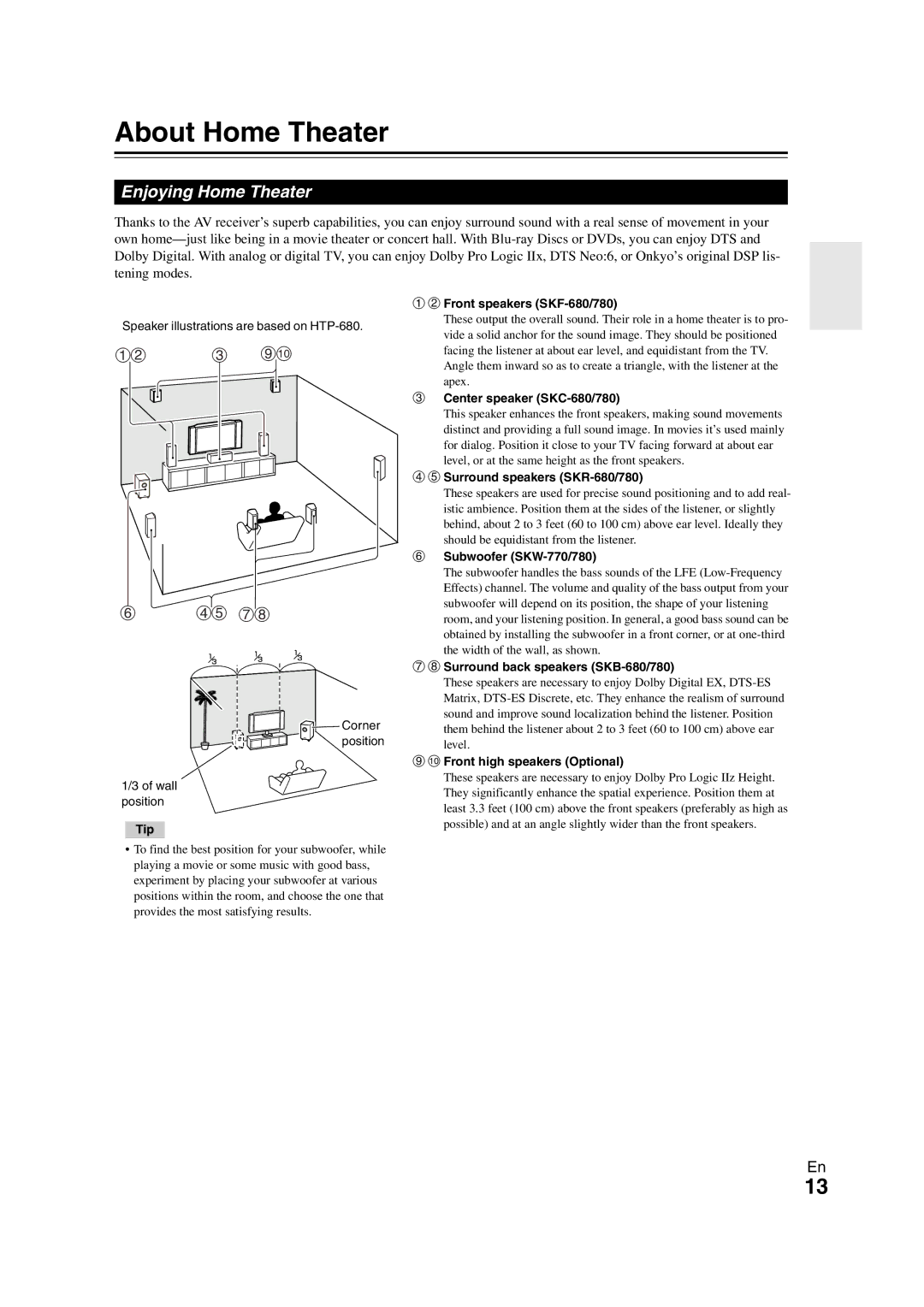 Onkyo HT-S7300 instruction manual About Home Theater, Enjoying Home Theater 