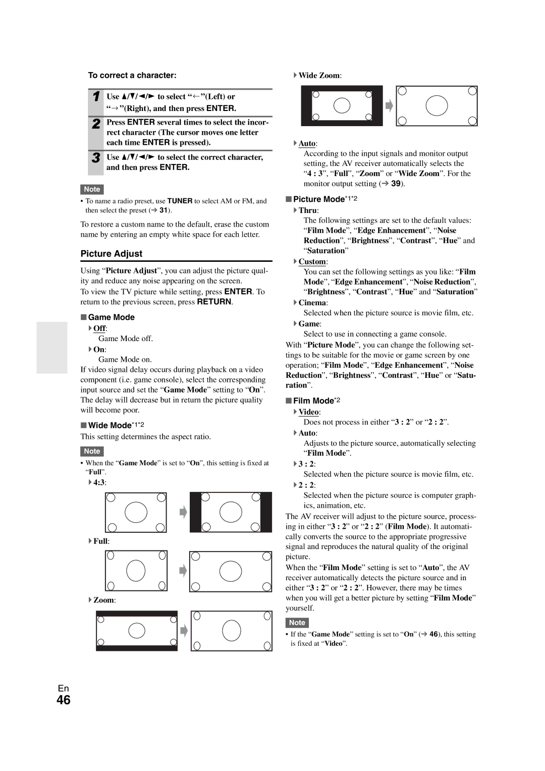 Onkyo HT-S7300 instruction manual Picture Adjust 