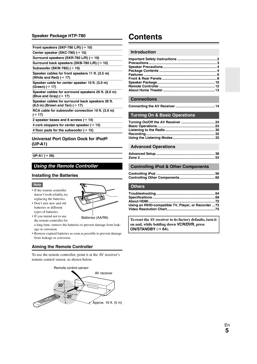 Onkyo HT-S7300 instruction manual Contents 