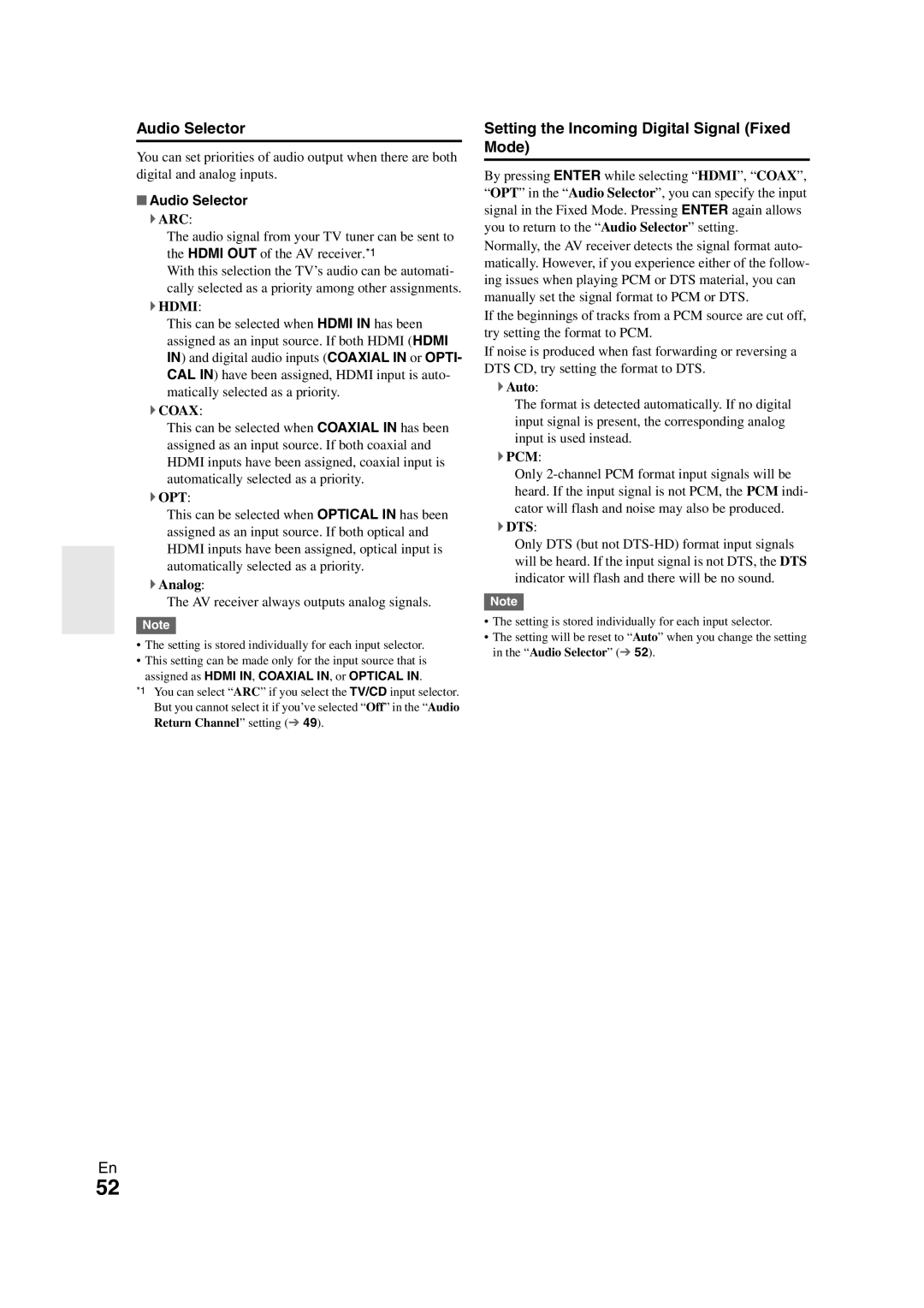 Onkyo HT-S7300 instruction manual Audio Selector, Setting the Incoming Digital Signal Fixed Mode 