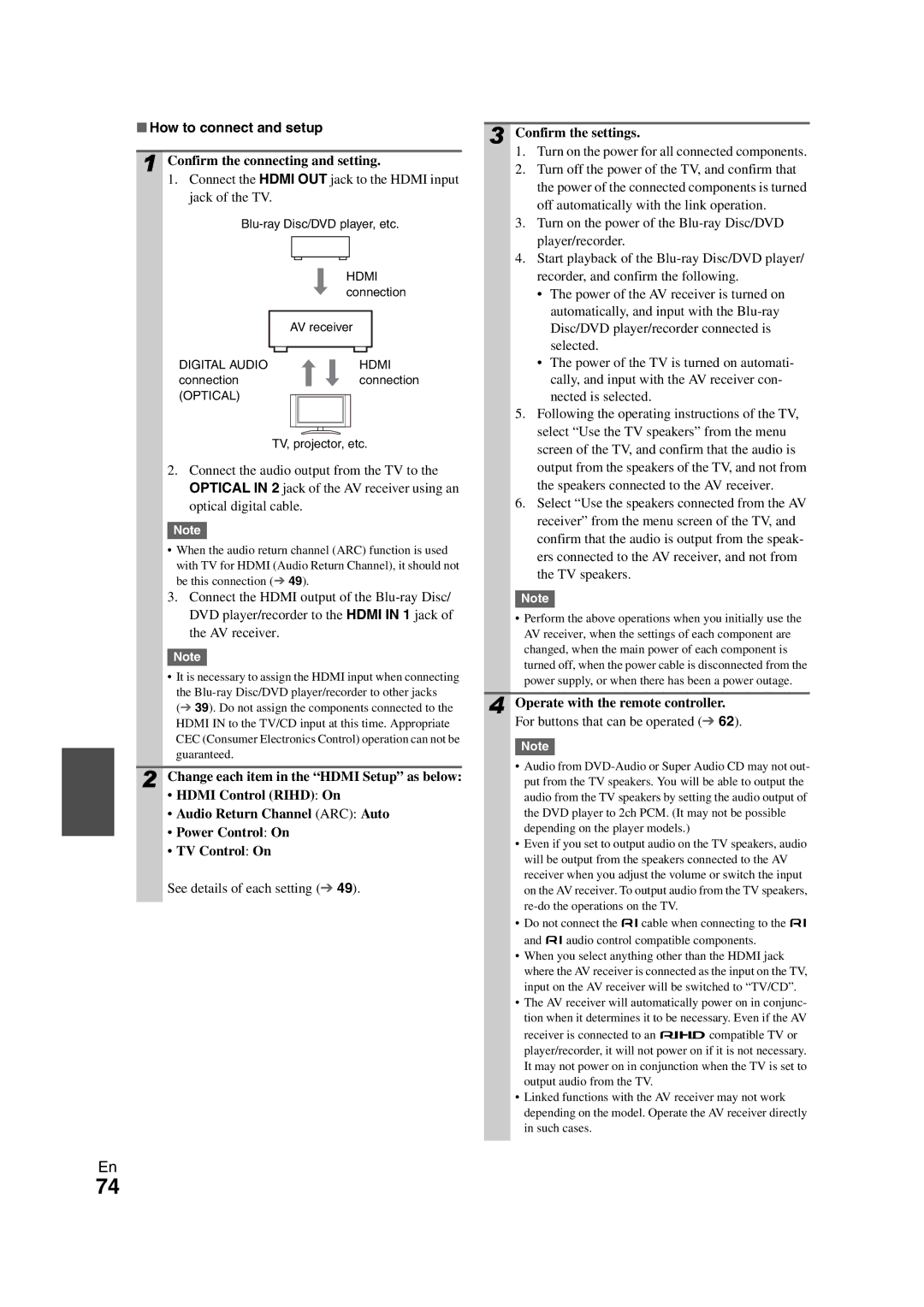 Onkyo HT-S7300 instruction manual How to connect and setup, Confirm the connecting and setting, Confirm the settings 