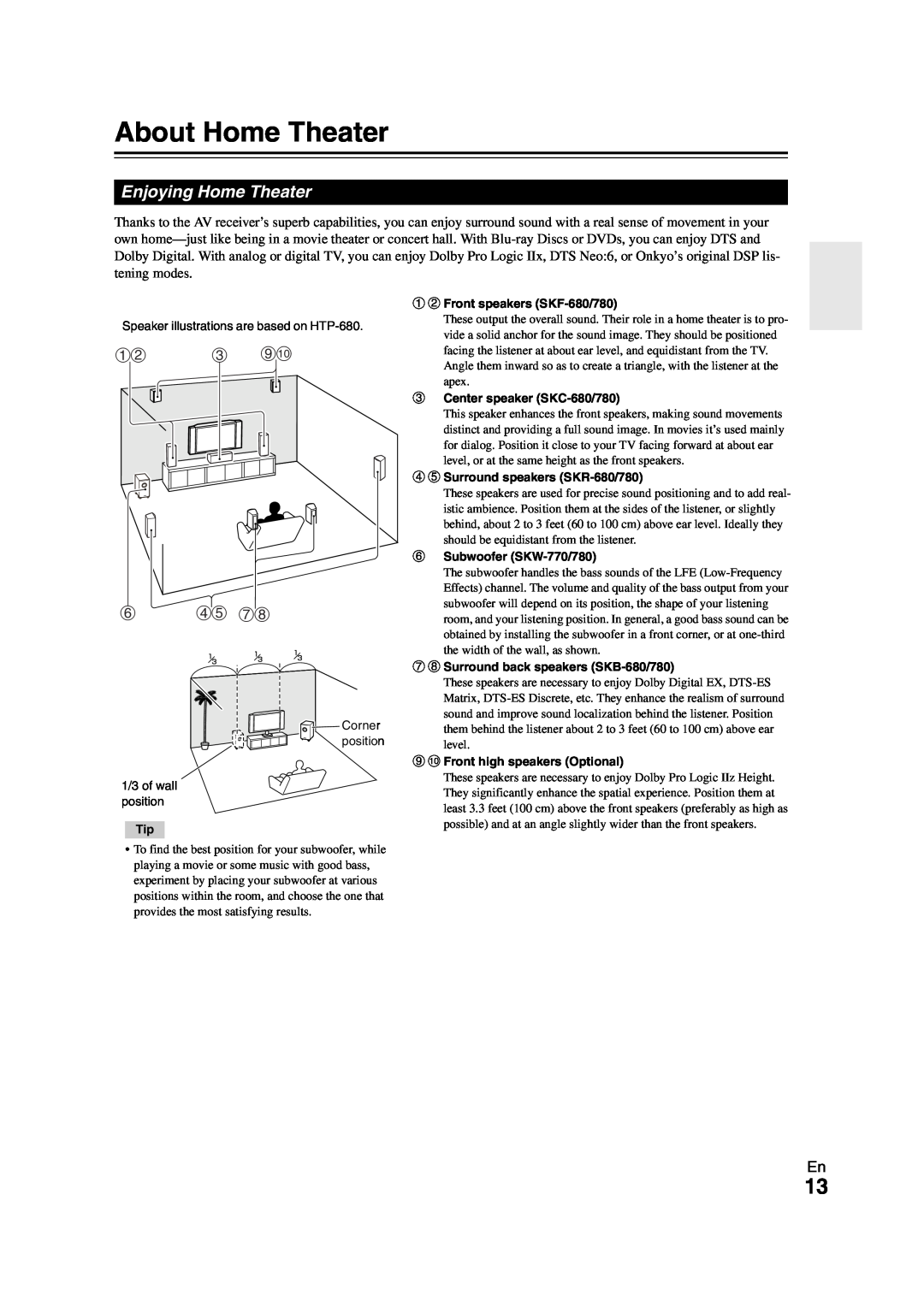 Onkyo HT-S7300 instruction manual About Home Theater, Enjoying Home Theater, ab c ij fde gh 