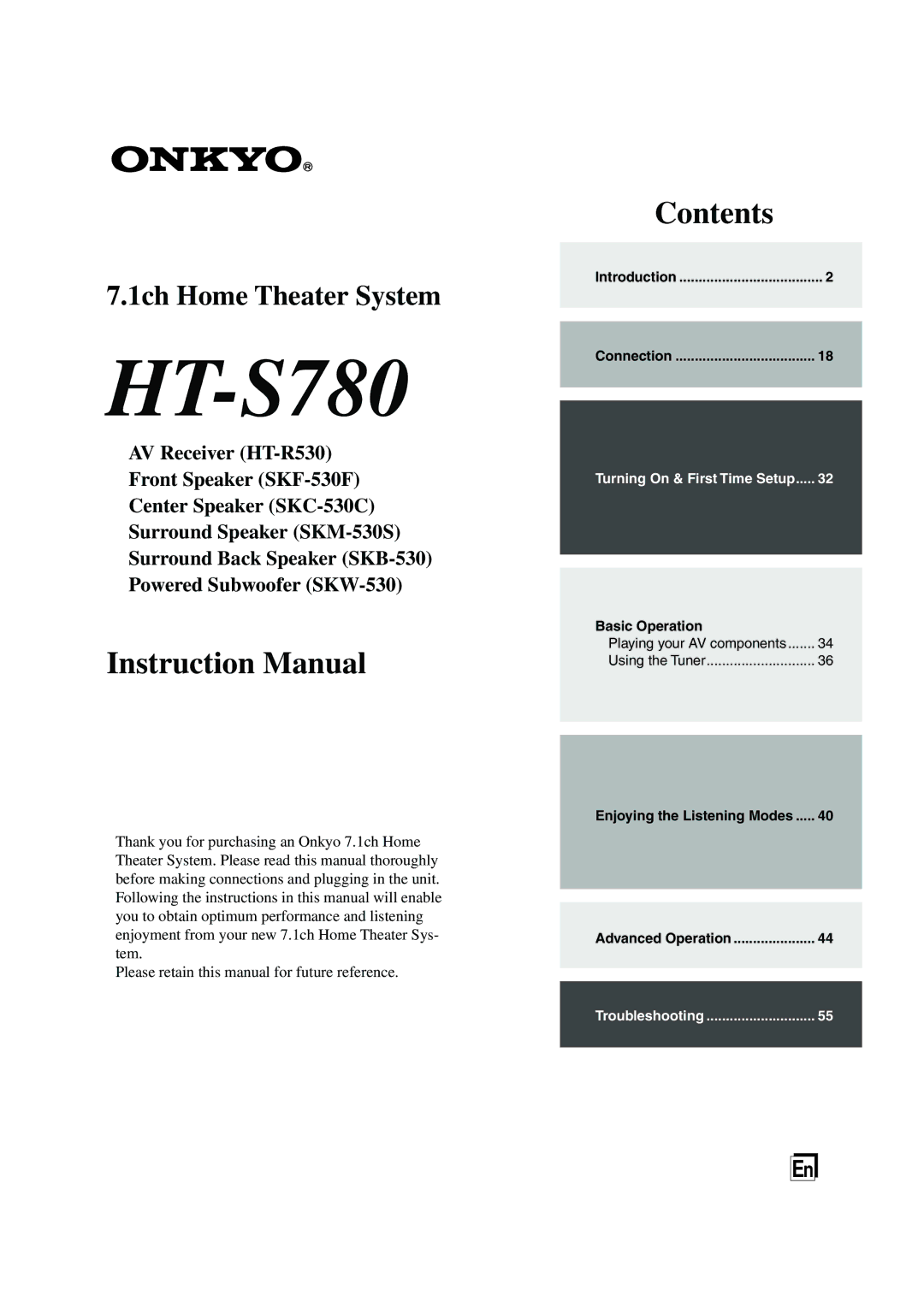 Onkyo HT-S780 instruction manual 