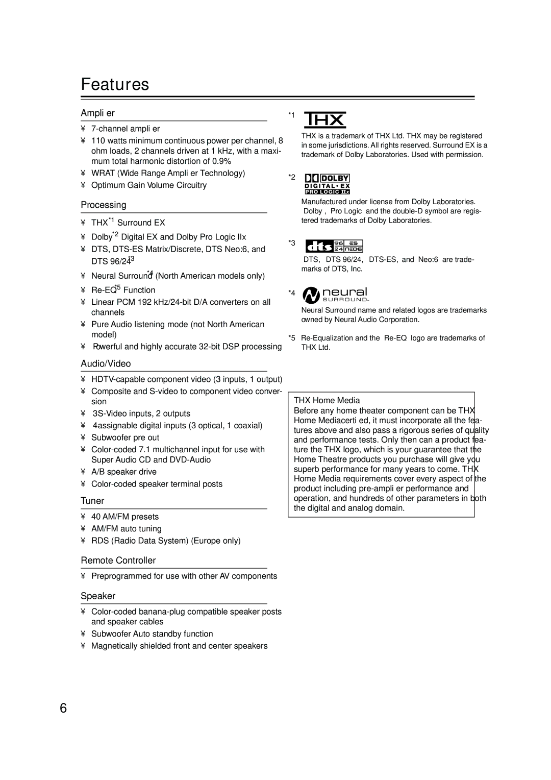 Onkyo HT-S990THX instruction manual Features 