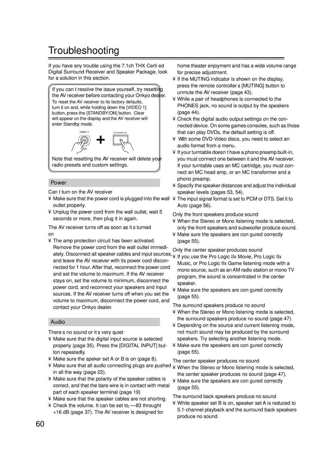 Onkyo HT-S990THX instruction manual Troubleshooting 