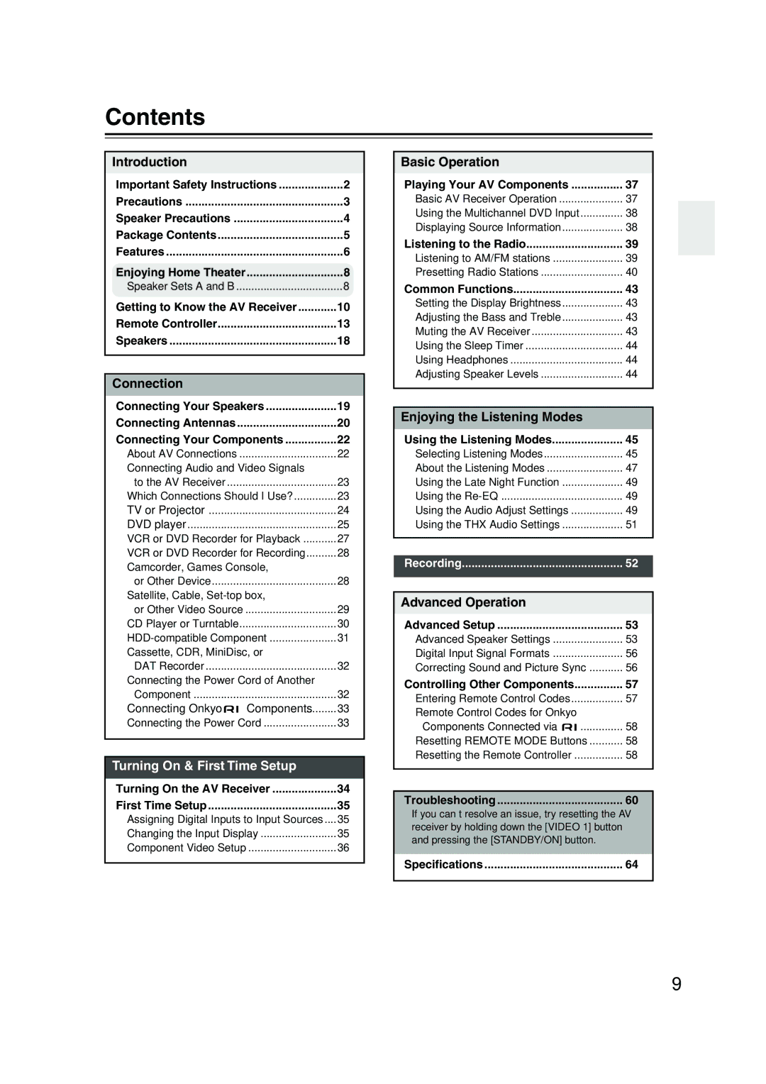 Onkyo HT-S990THX instruction manual Contents 