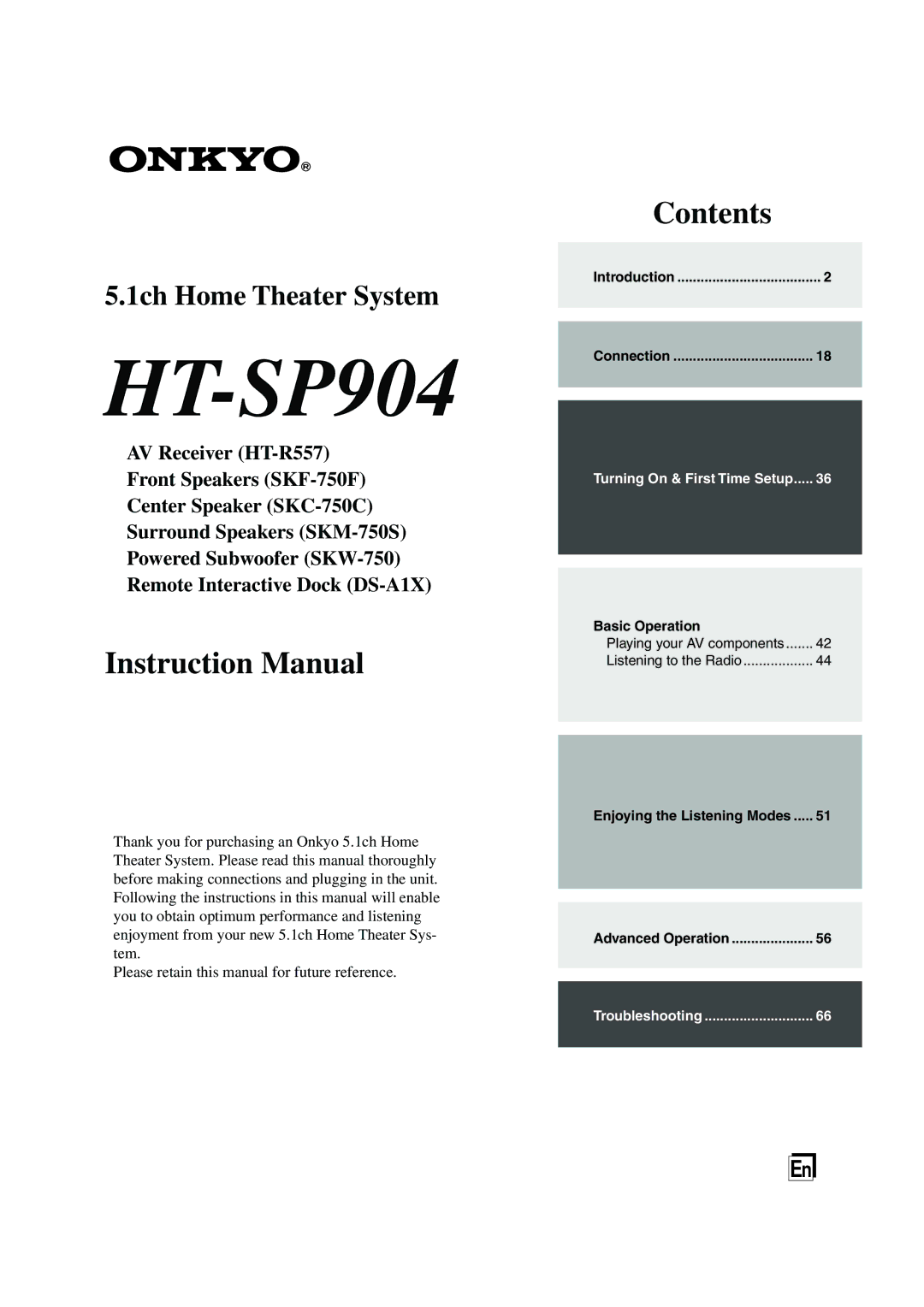 Onkyo HT-SP904 instruction manual 