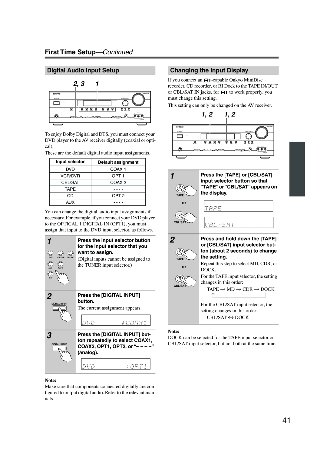 Onkyo HT-SP904 instruction manual Digital Audio Input Setup, Changing the Input Display 