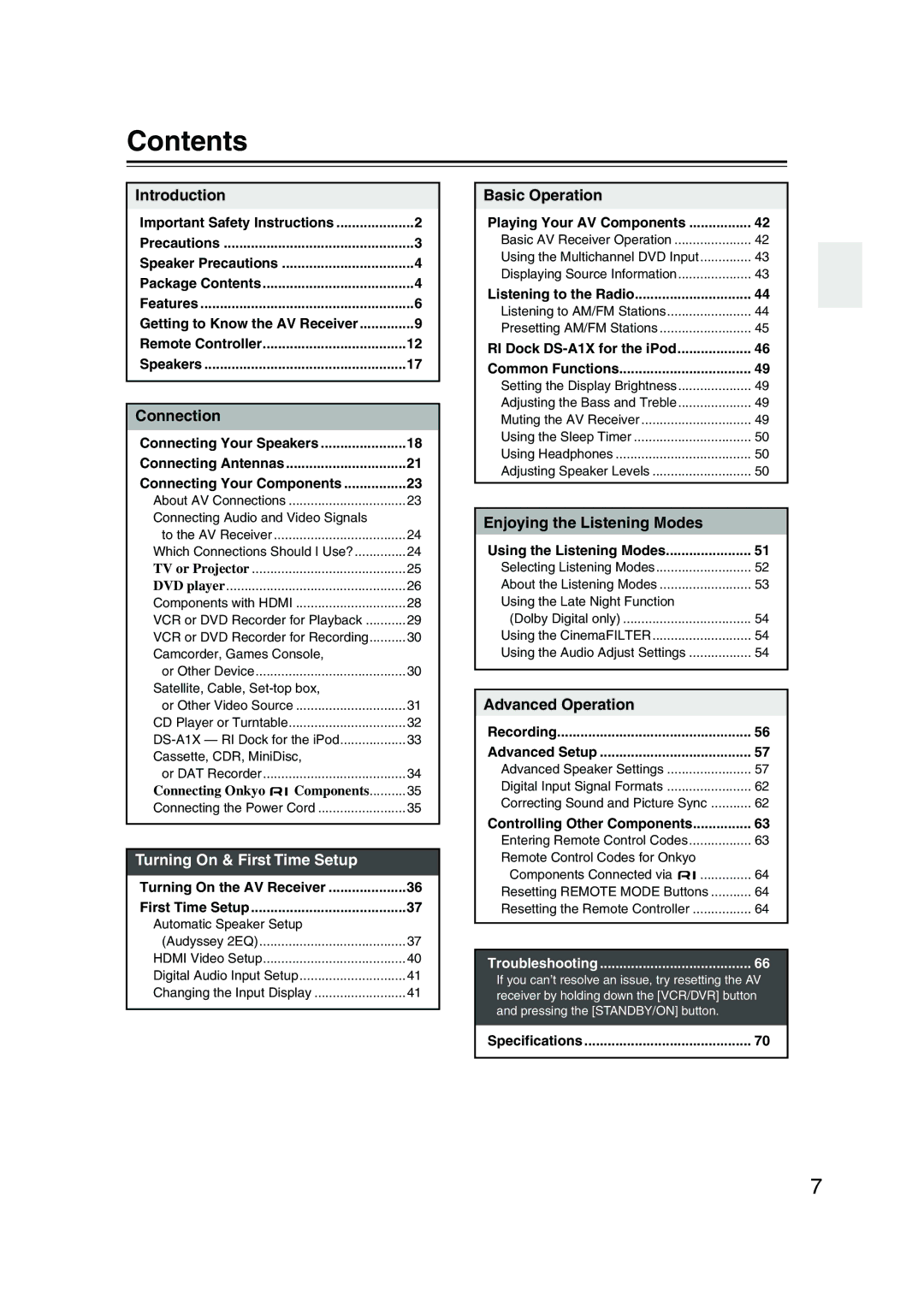 Onkyo HT-SP904 instruction manual Contents 