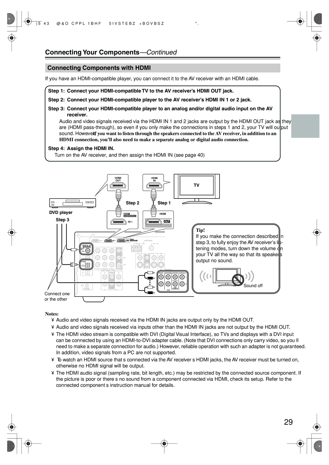 Onkyo HT-SR800 instruction manual Connecting Components with Hdmi, Assign the Hdmi, DVD player Step 