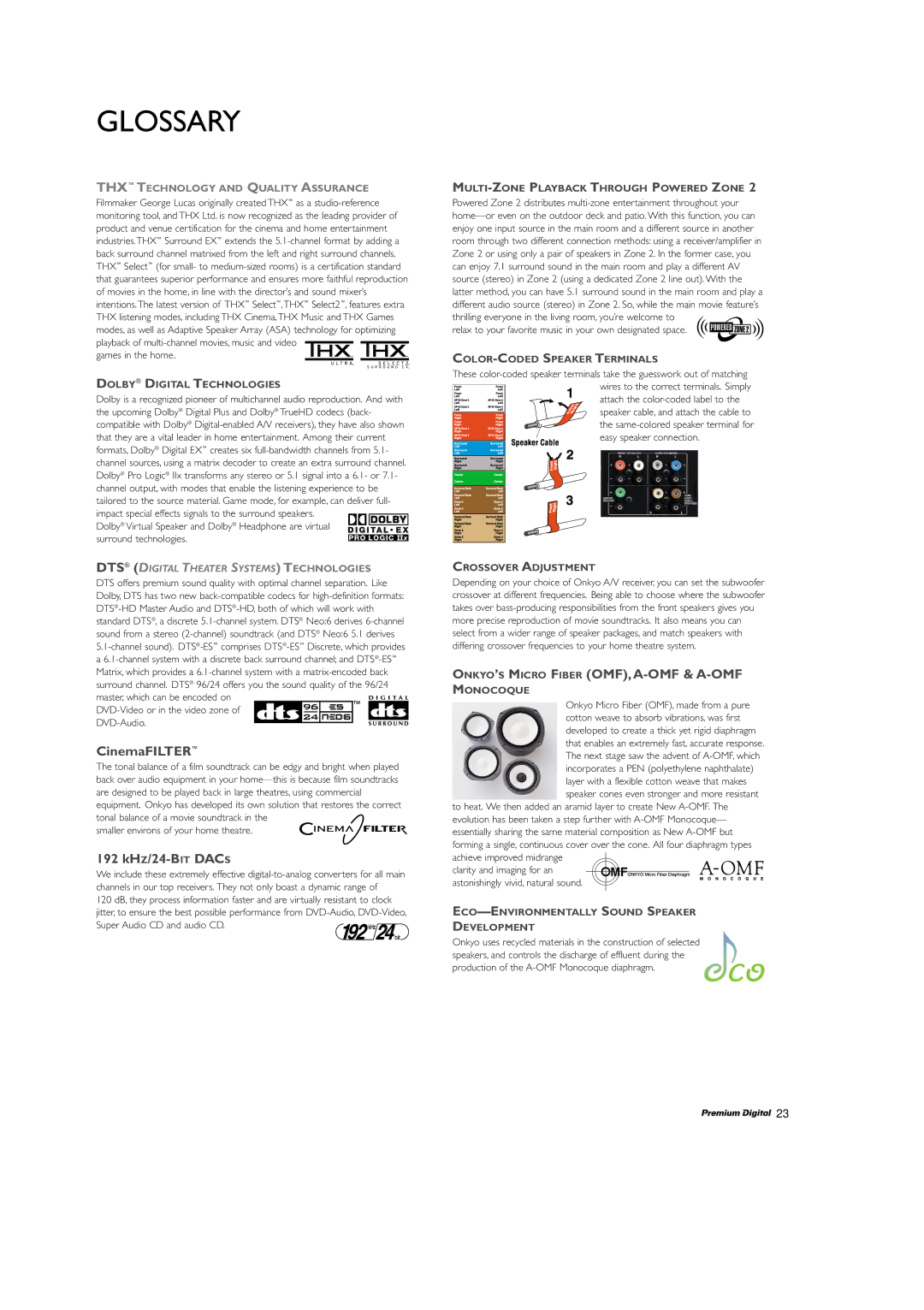 Onkyo HT-R340, HTP-340 quick start Glossary 