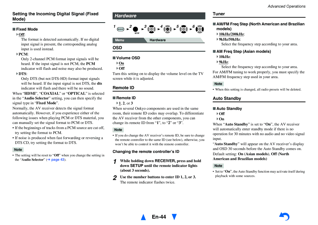 Onkyo HTS3500, HT-R391 instruction manual En-44, Hardware 