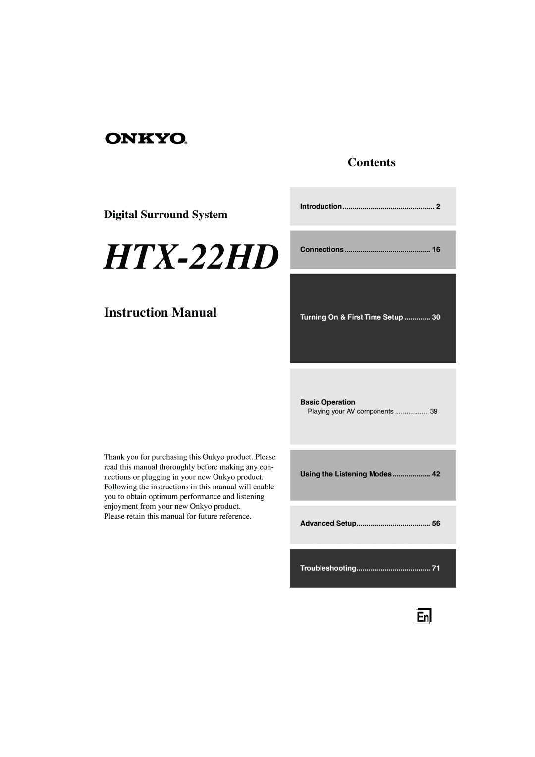 Onkyo HTX-22HD instruction manual 