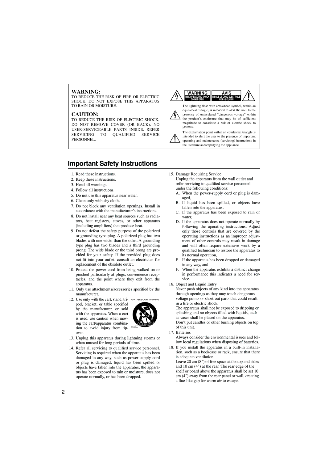 Onkyo HTX-22HD instruction manual Important Safety Instructions, Avis 