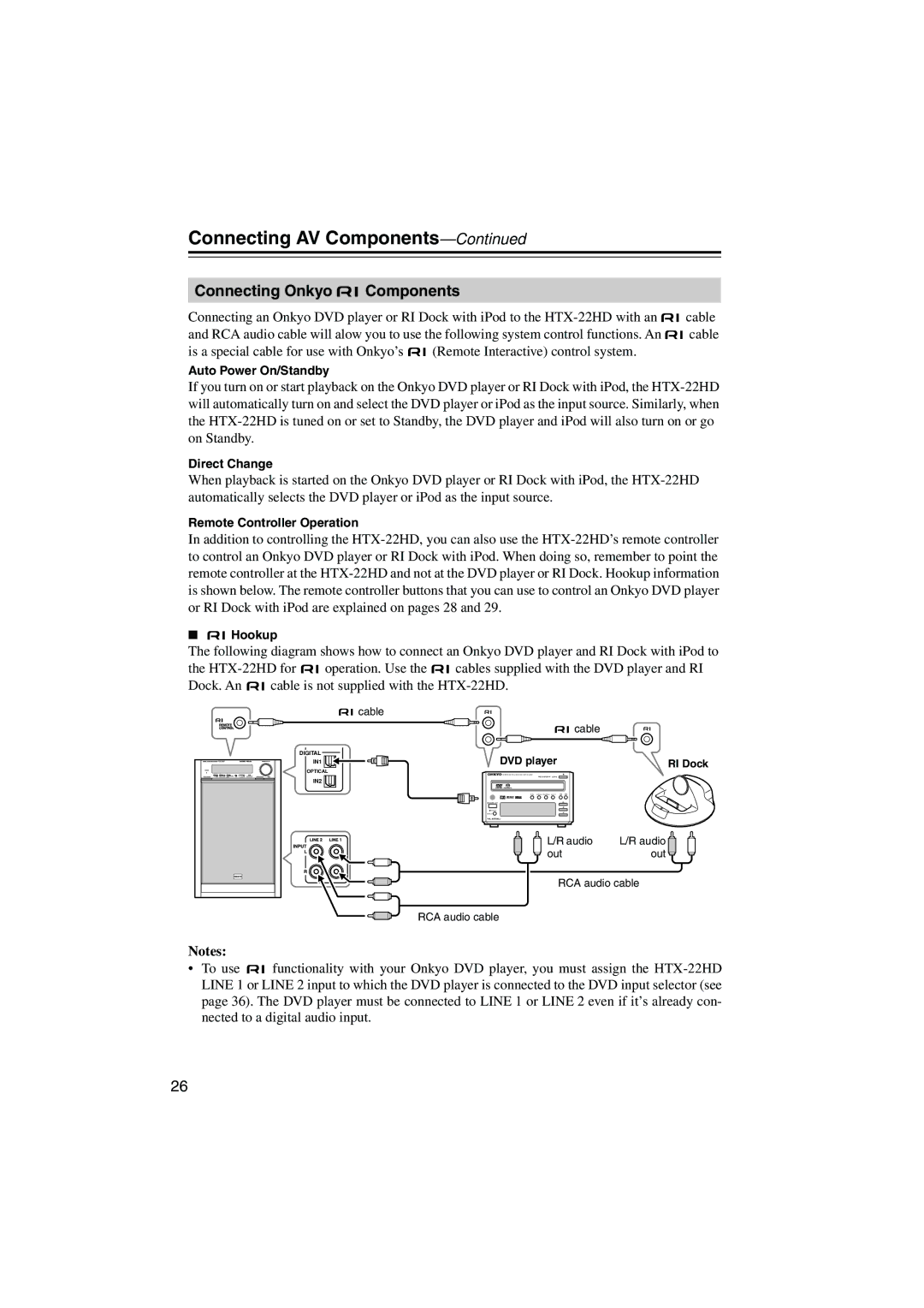 Onkyo HTX-22HD instruction manual Connecting Onkyo Components 