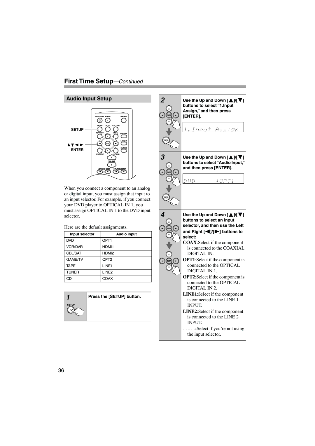 Onkyo HTX-22HD instruction manual Audio Input Setup 