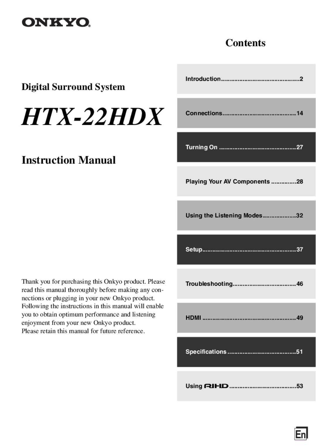 Onkyo HTX-22HDXPAW, HTX-22HDXST instruction manual Using  