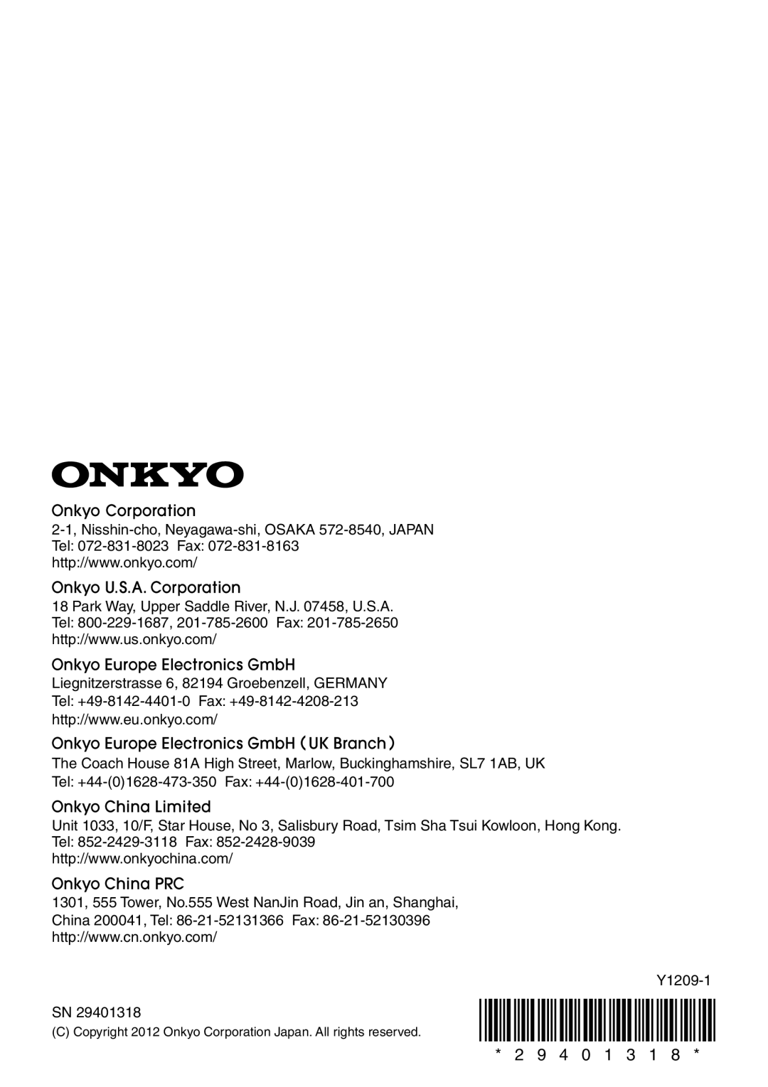 Onkyo Ls 3100 manual 2 9 4 0 1, Liegnitzerstrasse 6, 82194 Groebenzell, GERMANY 