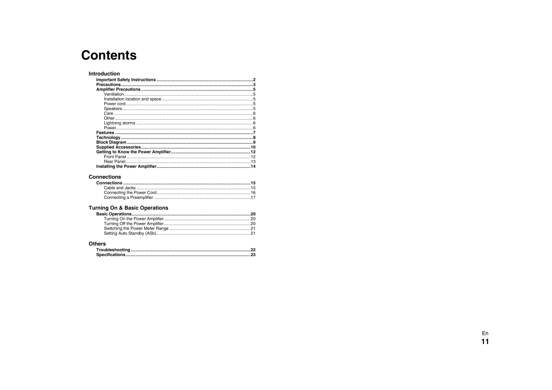 Onkyo M-5000R instruction manual Contents 