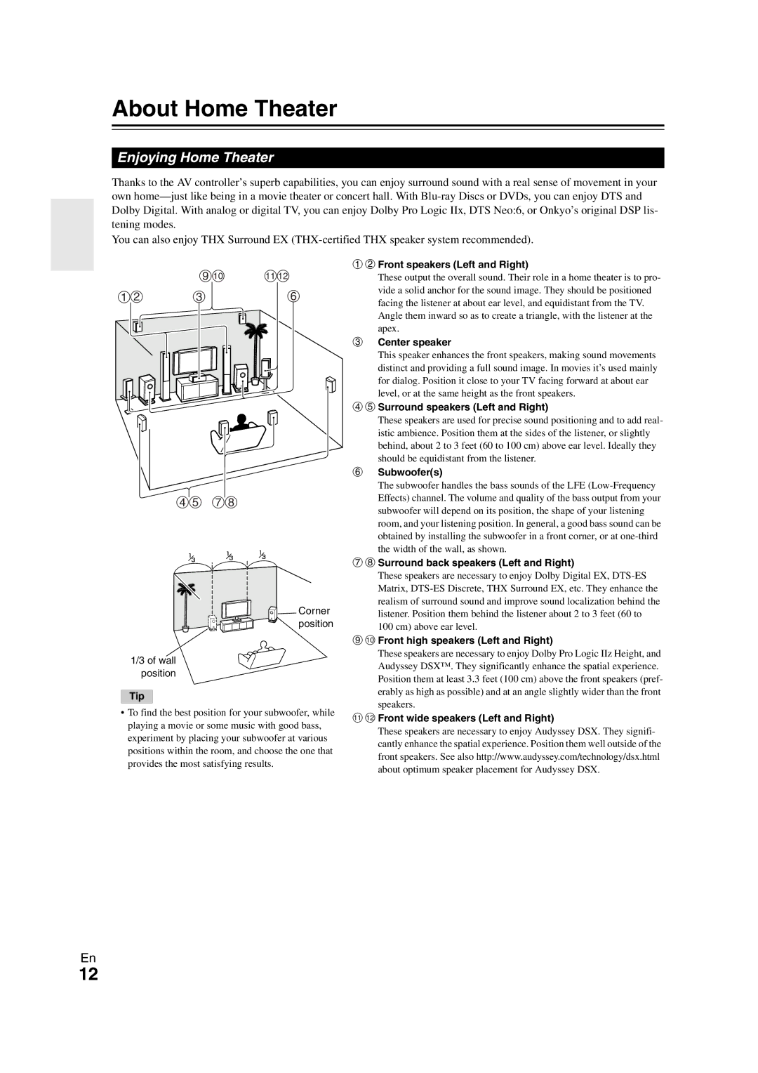 Onkyo PR-SC5508 instruction manual About Home Theater, Enjoying Home Theater 