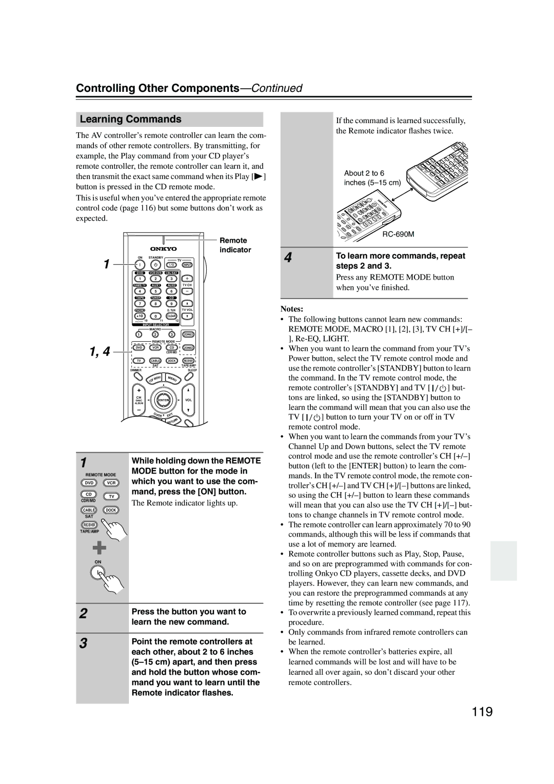 Onkyo PR-SC885 instruction manual 119, Learning Commands 