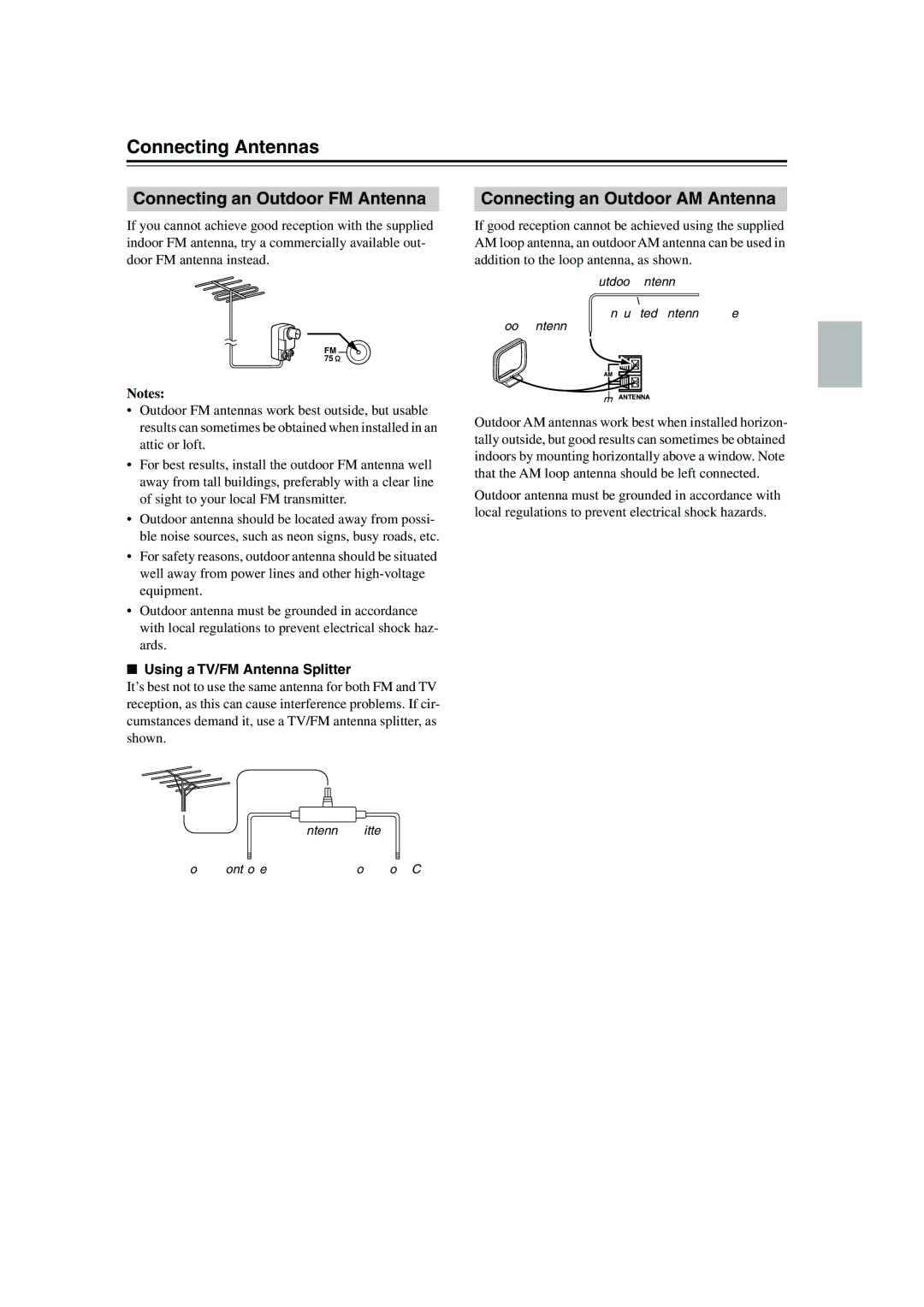 Onkyo PR-SC885 instruction manual Connecting Antennas, Connecting an Outdoor FM Antenna, Connecting an Outdoor AM Antenna 