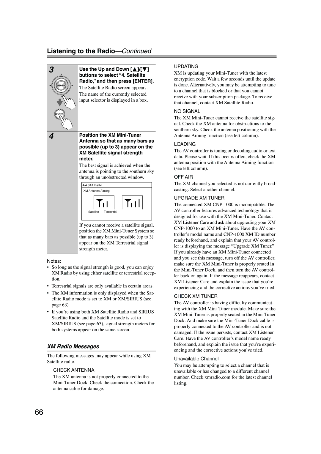 Onkyo PR-SC885 instruction manual XM Radio Messages 