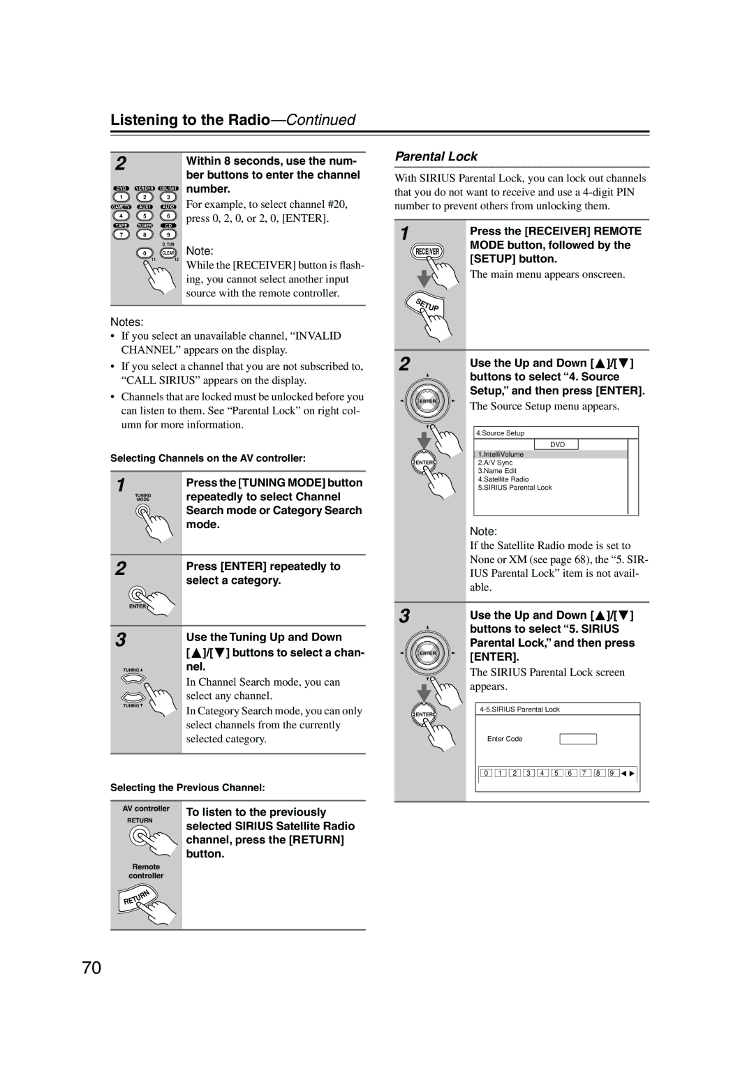 Onkyo PR-SC885 instruction manual Parental Lock 