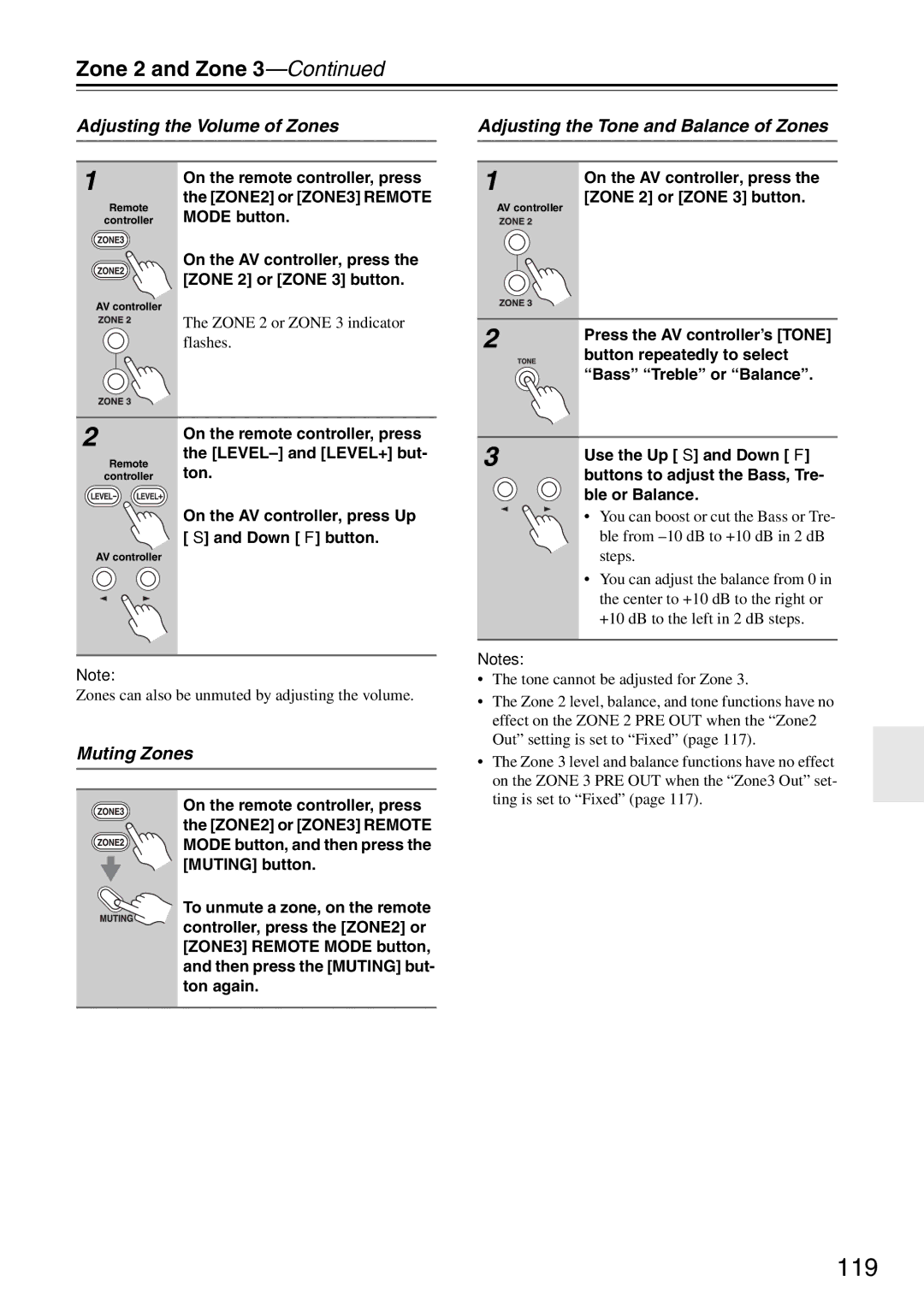 Onkyo PR-SC886 instruction manual 119, Muting Zones 