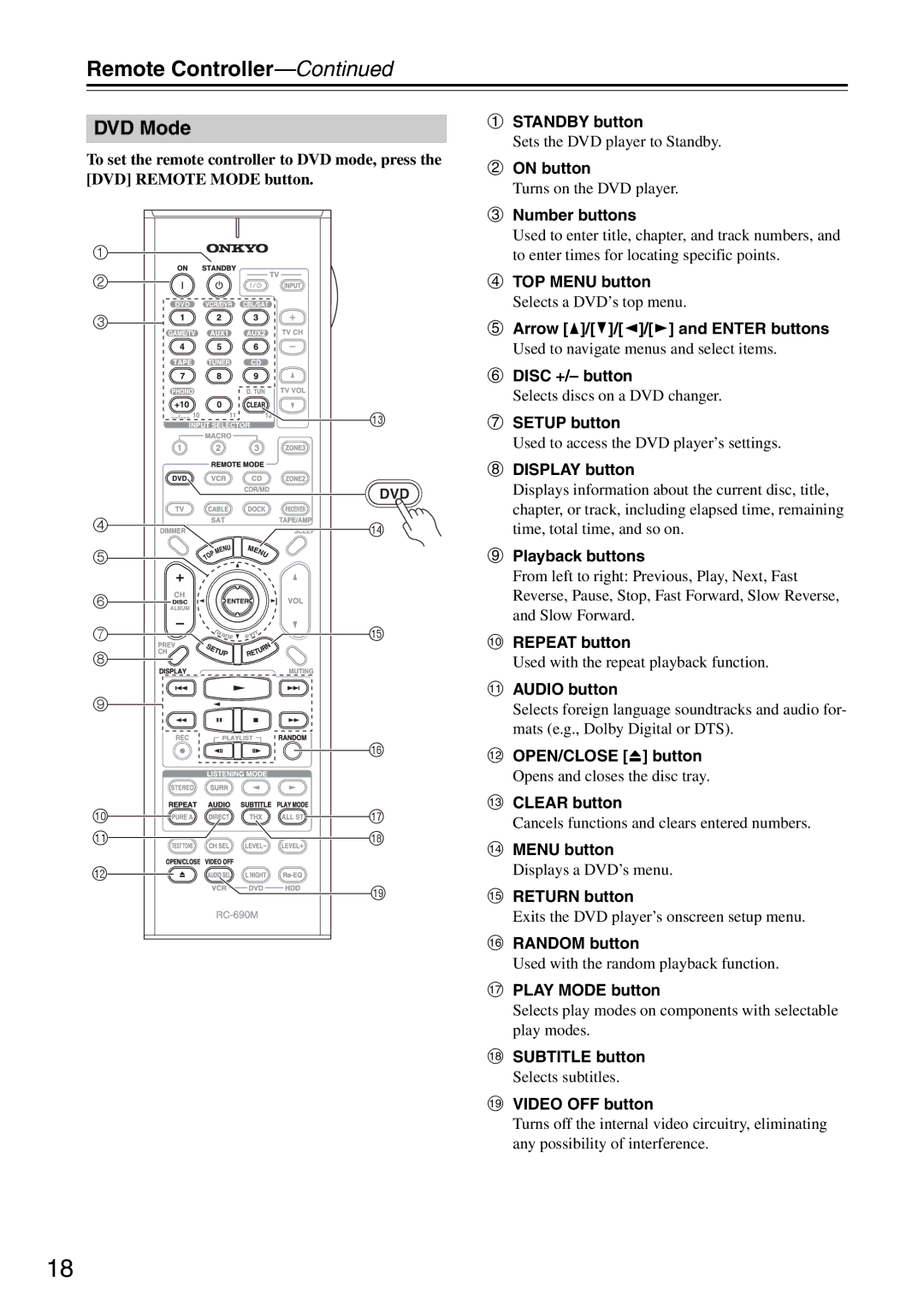 Onkyo PR-SC886 instruction manual DVD Mode 