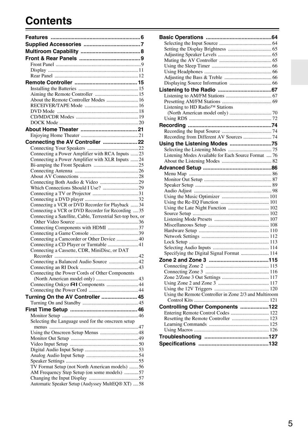 Onkyo PR-SC886 instruction manual Contents 