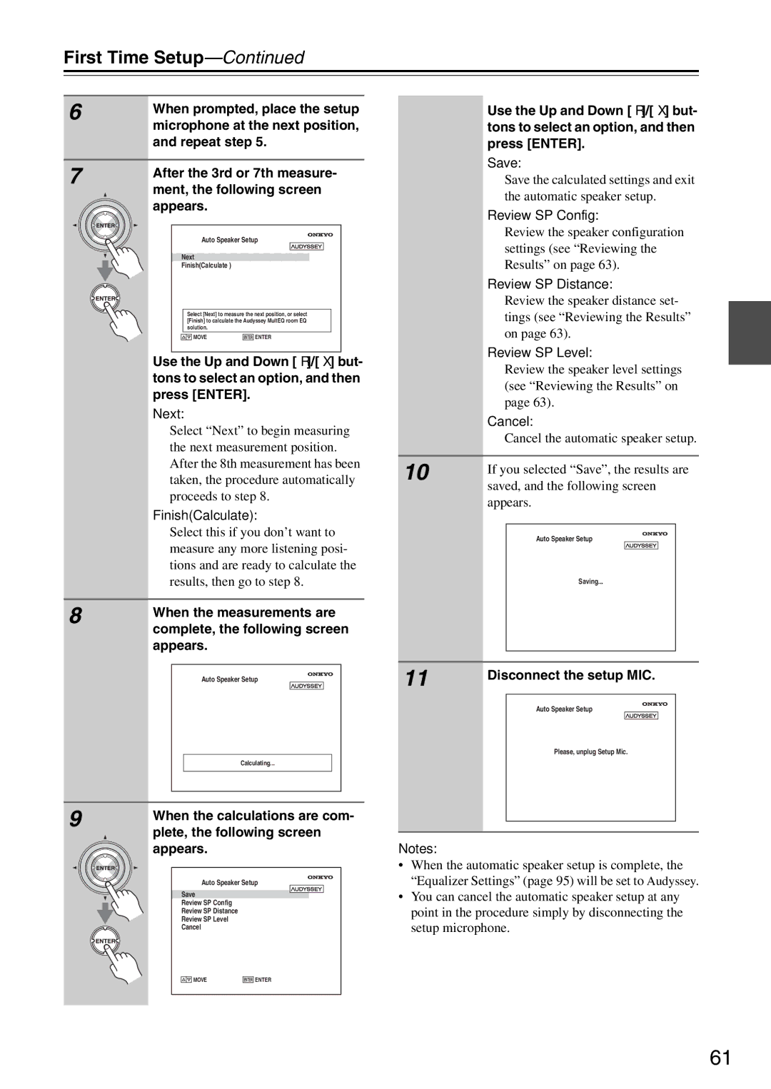 Onkyo PR-SC886 instruction manual Disconnect the setup MIC 