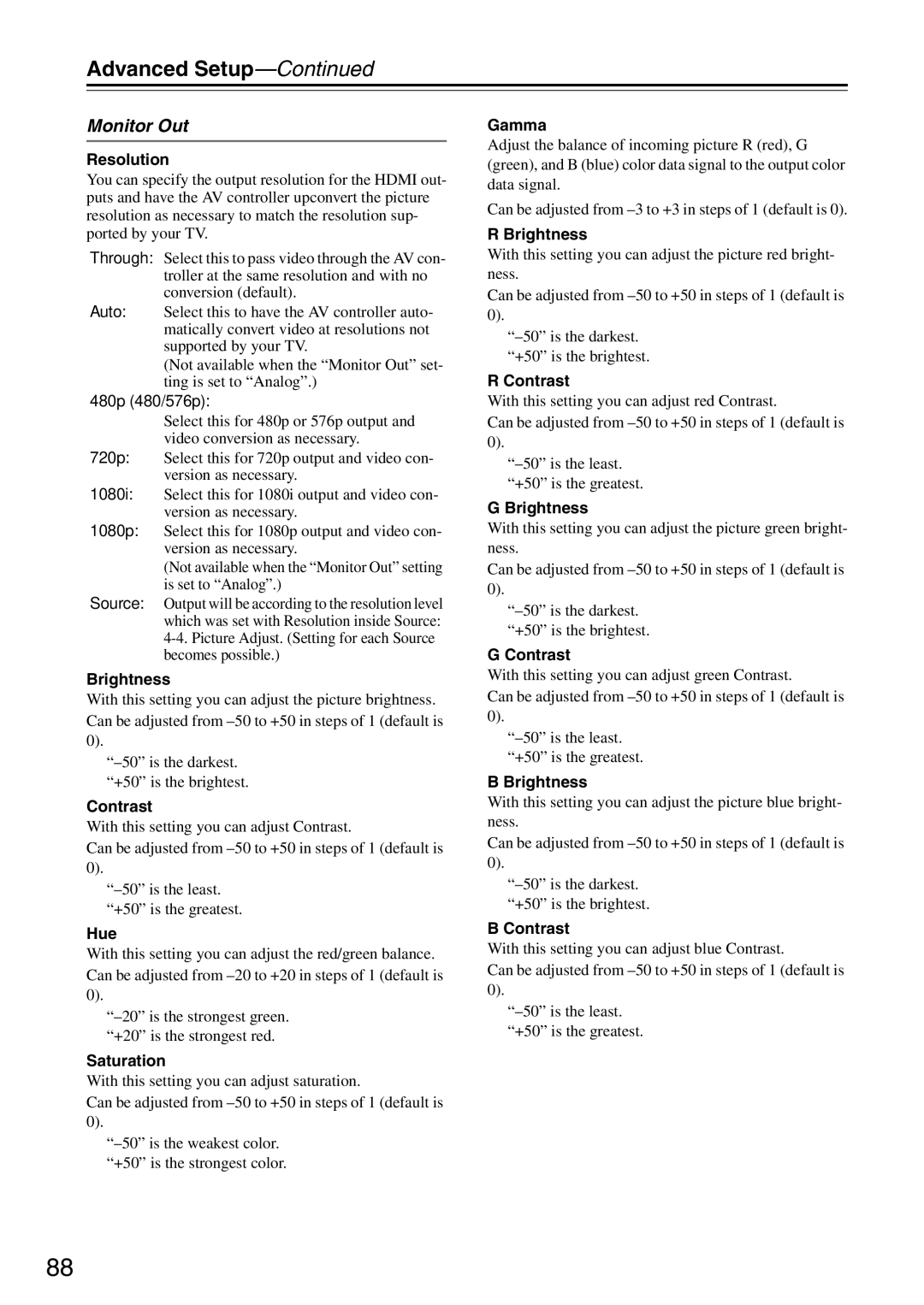 Onkyo PR-SC886 instruction manual Monitor Out 