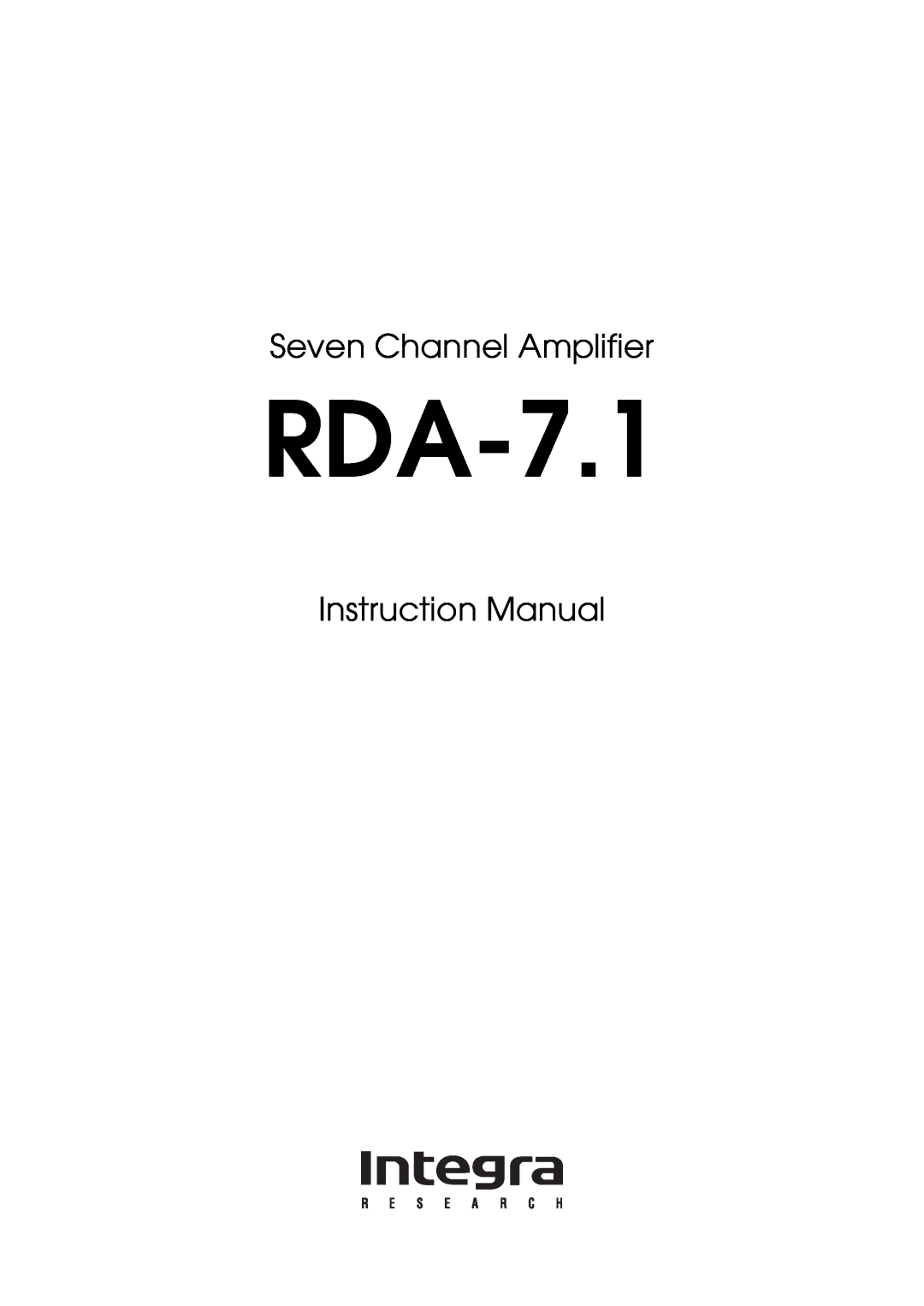 Onkyo RDA-7.1 instruction manual Seven Channel Amplifier 