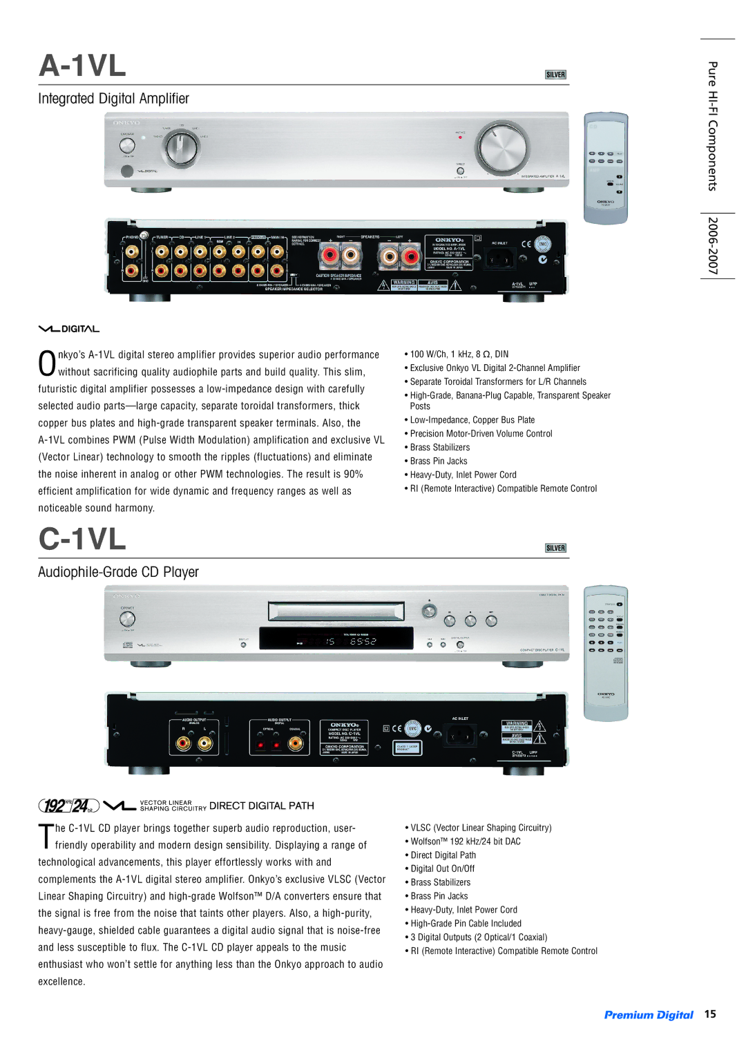 Onkyo RF-EX6 specifications 1VL, Integrated Digital Amplifier, Audiophile-Grade CD Player 