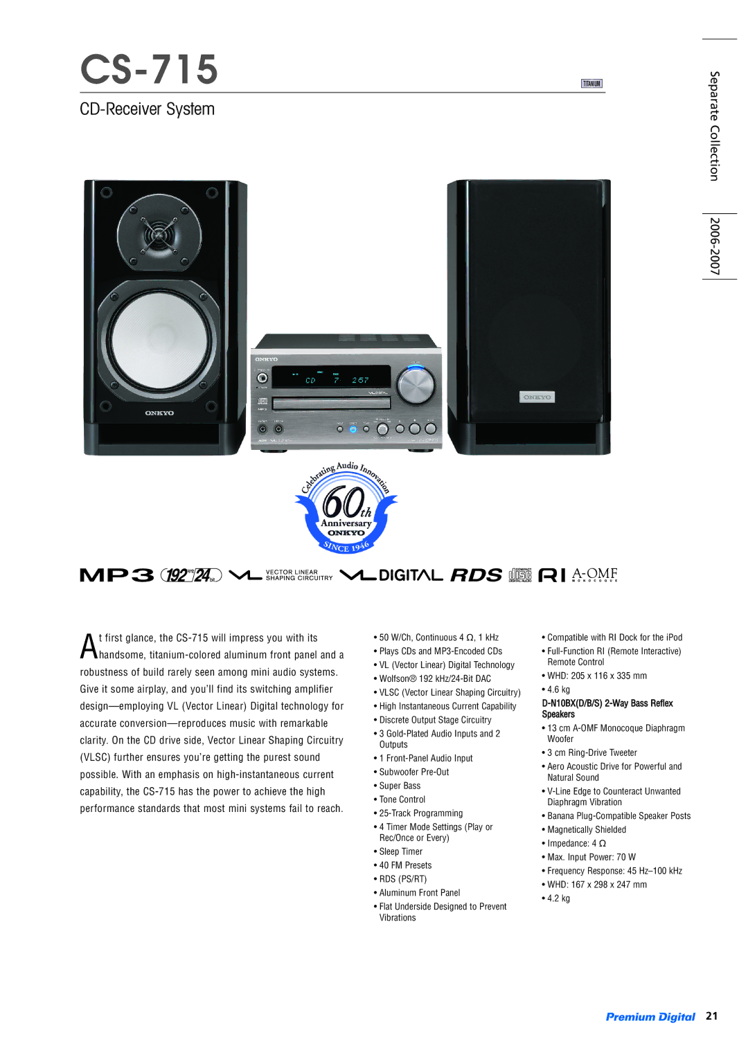 Onkyo RF-EX6 specifications CS-715 