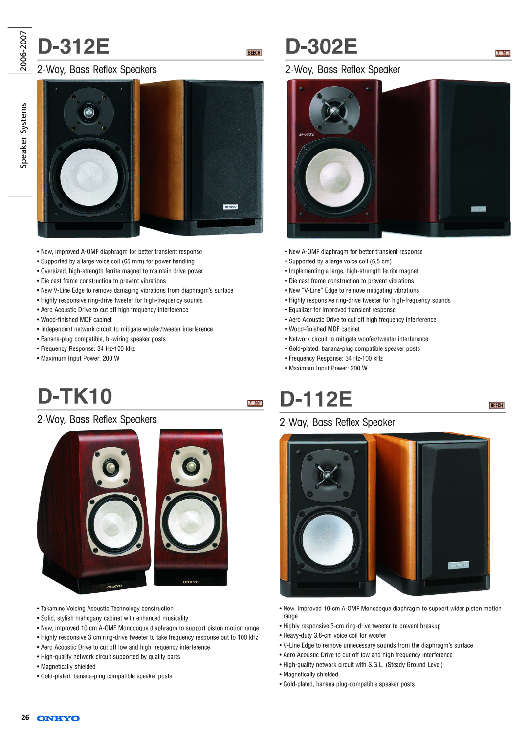 Onkyo RF-EX6 specifications 312E, 302E, TK10, 112E 