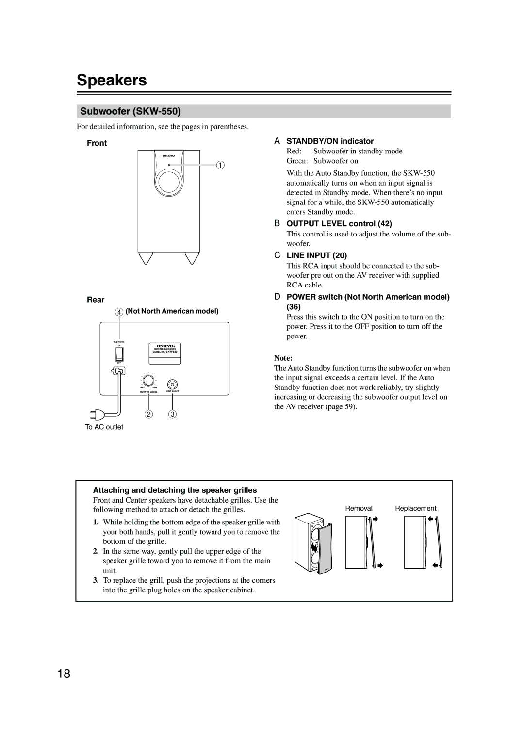 Onkyo SKB-550, SKM-550S, SKF-550F, SKC-550C, HT-R550 instruction manual Speakers, Subwoofer SKW-550 