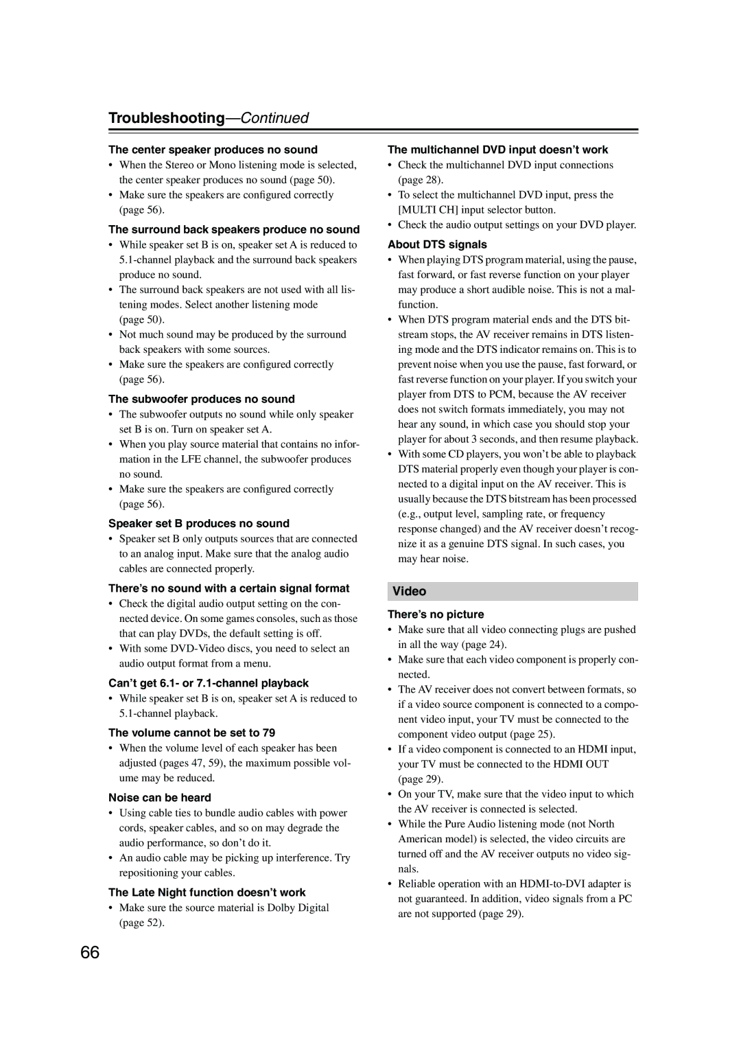 Onkyo SKB-550, SKM-550S, SKF-550F, SKW-550, SKC-550C, HT-R550 instruction manual Troubleshooting 