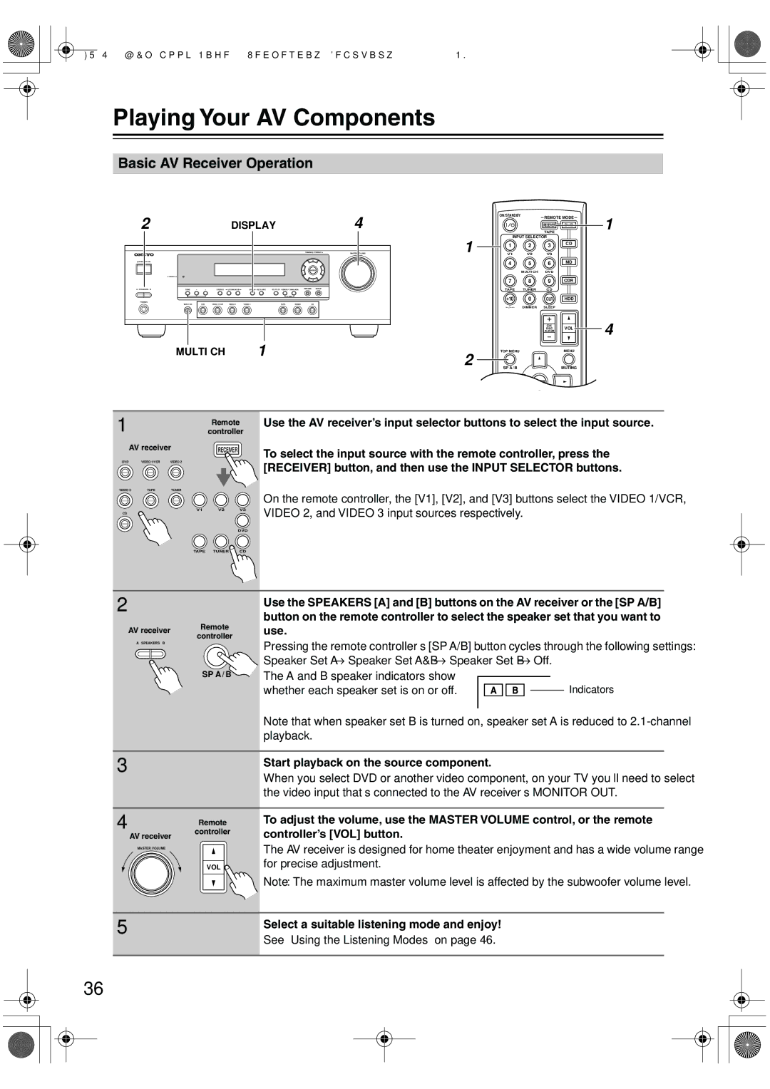 Onkyo SKC-340C, SKF-340F Playing Your AV Components, Basic AV Receiver Operation, Start playback on the source component 