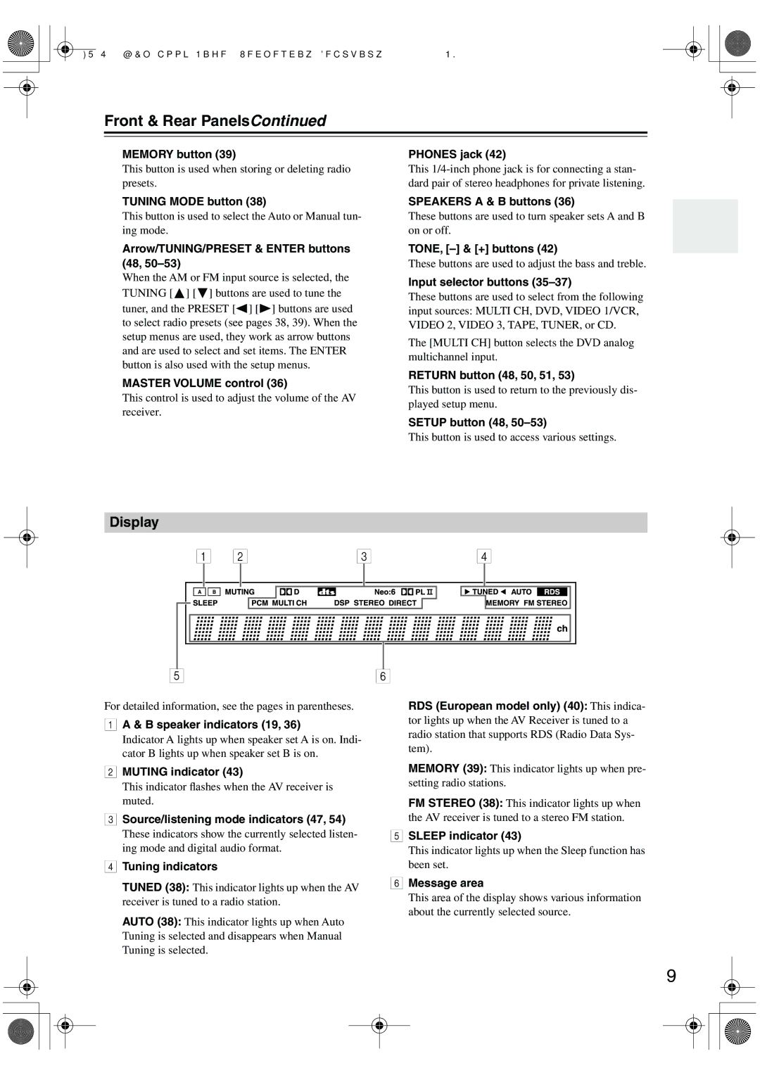 Onkyo SKF-340F, SKC-340C, SKM-340S, SKW-340 instruction manual Front & Rear Panels, Display 