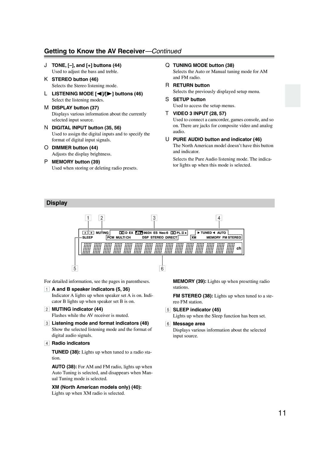 Onkyo SKB-540, SKF-540F, SKM-540S, SKW-540, HT-S790 instruction manual Getting to Know the AV Receiver, Display 