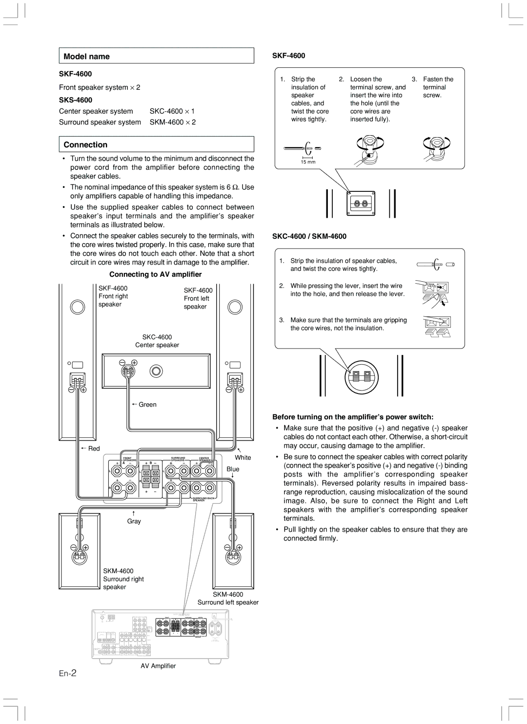 Onkyo SKS-4600 instruction manual Model name, Connection 