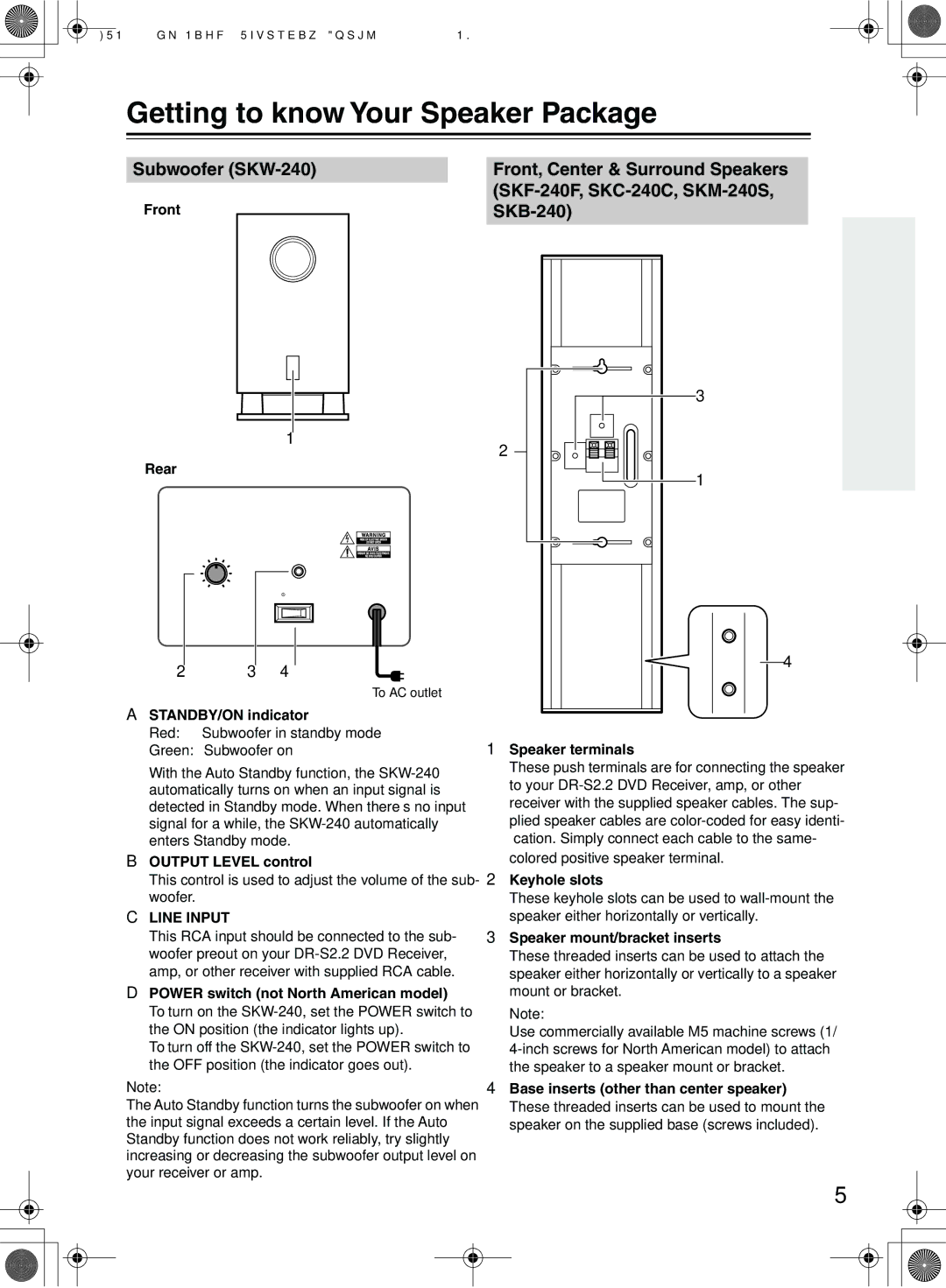 Onkyo HTP-240, SKS-HT240 instruction manual Getting to know Your Speaker Package, Subwoofer SKW-240 