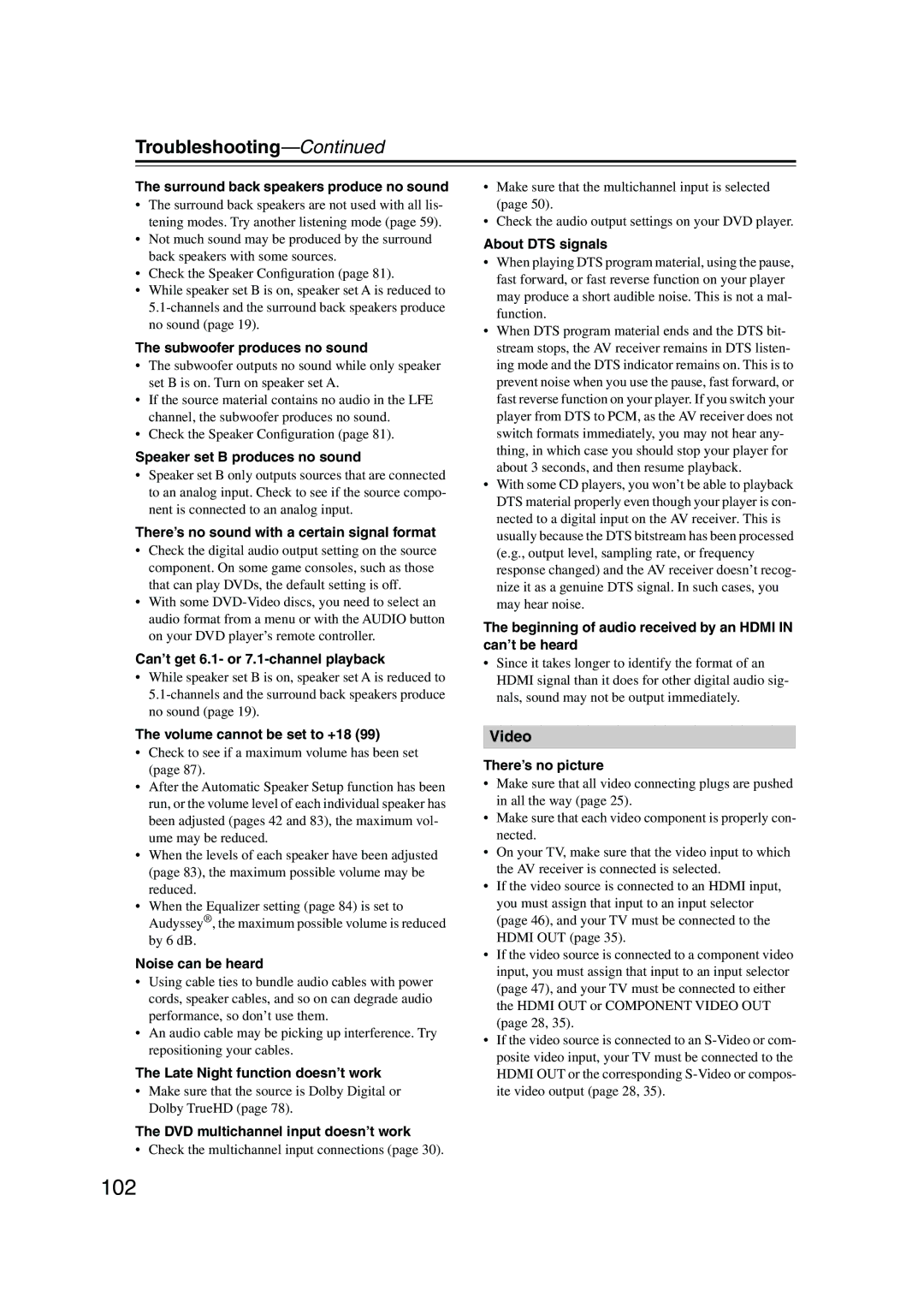 Onkyo SKW-960, SKF-960F, SKC-960C, SKB-960, HT-R960, SKM-960S instruction manual Troubleshooting 