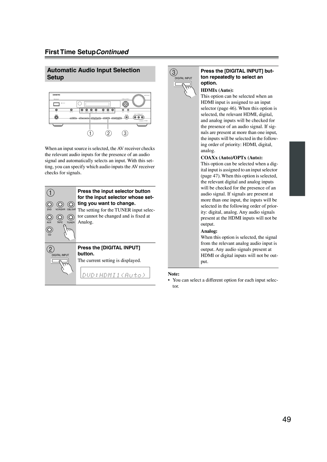 Onkyo SKF-960F, SKW-960, SKC-960C, SKB-960, HT-R960, SKM-960S instruction manual Automatic Audio Input Selection Setup 