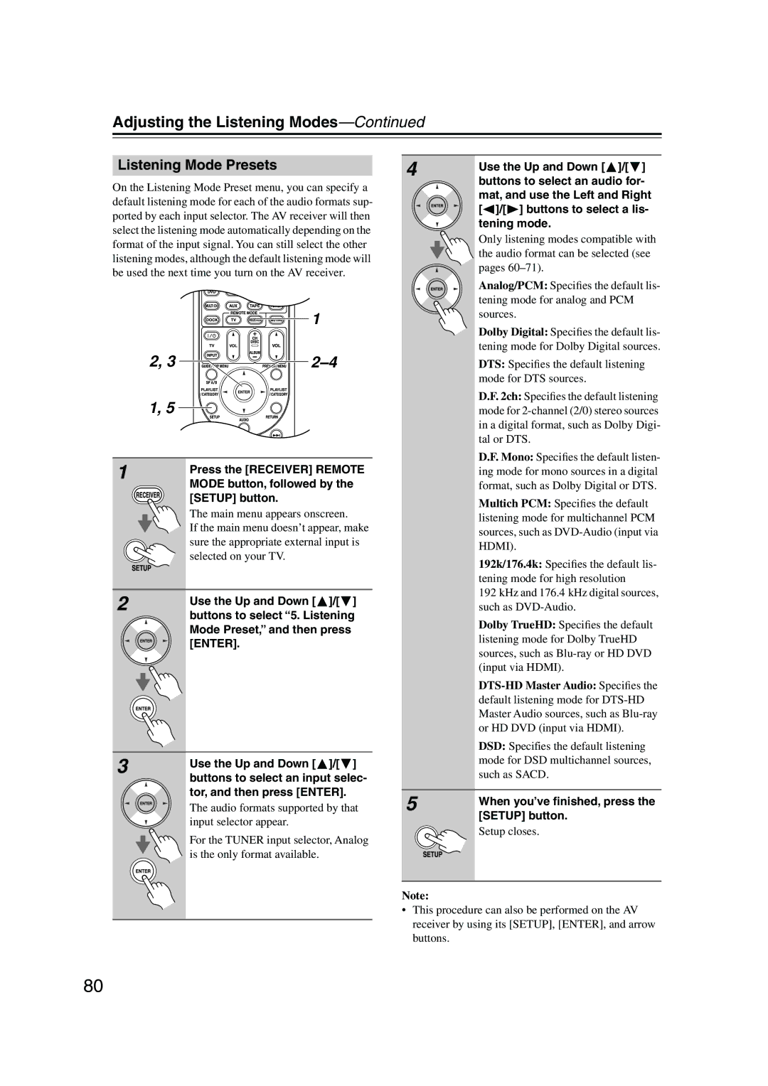 Onkyo SKC-960C, SKW-960, SKF-960F, SKB-960, HT-R960, SKM-960S instruction manual Listening Mode Presets 