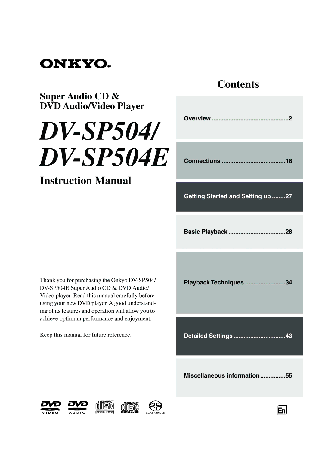 Onkyo instruction manual DV-SP504/ DV-SP504E 