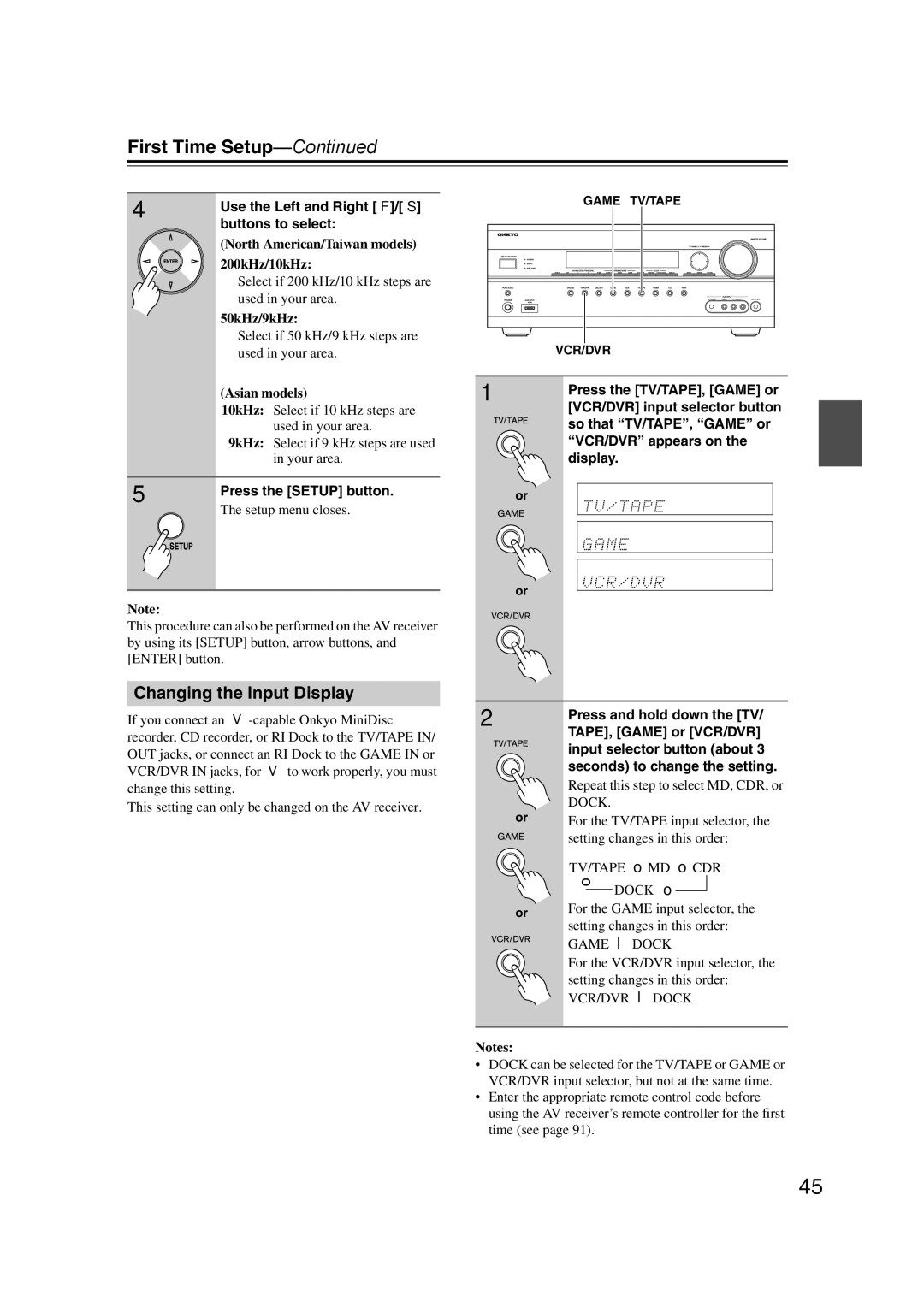 Onkyo SR607 instruction manual Changing the Input Display 